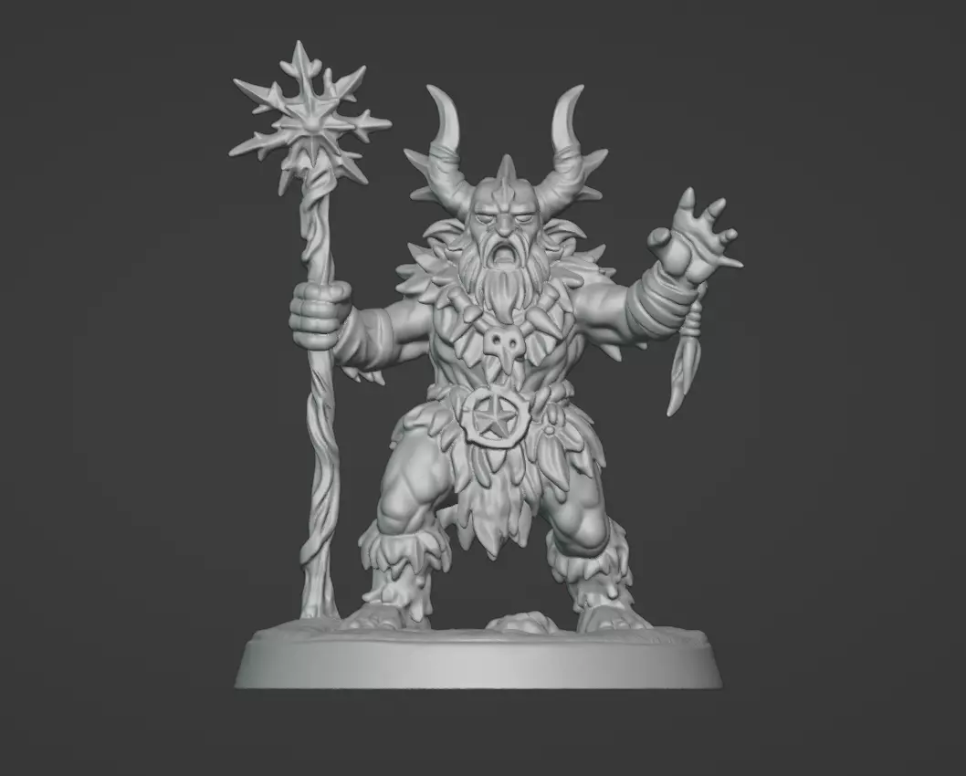 Frost War Shaman Horned Spellcaster on Snow Base 3D print model_51