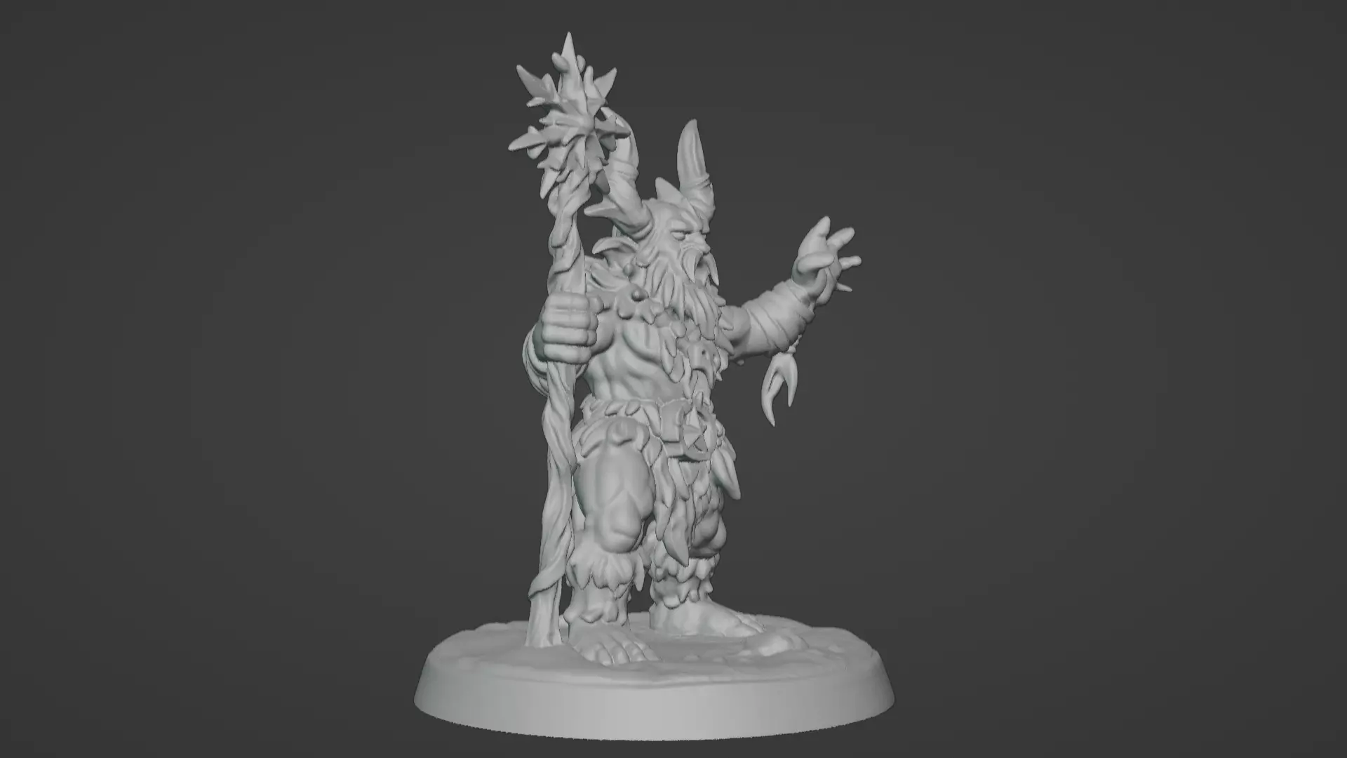 Frost War Shaman Horned Spellcaster on Snow Base 3D print model_12