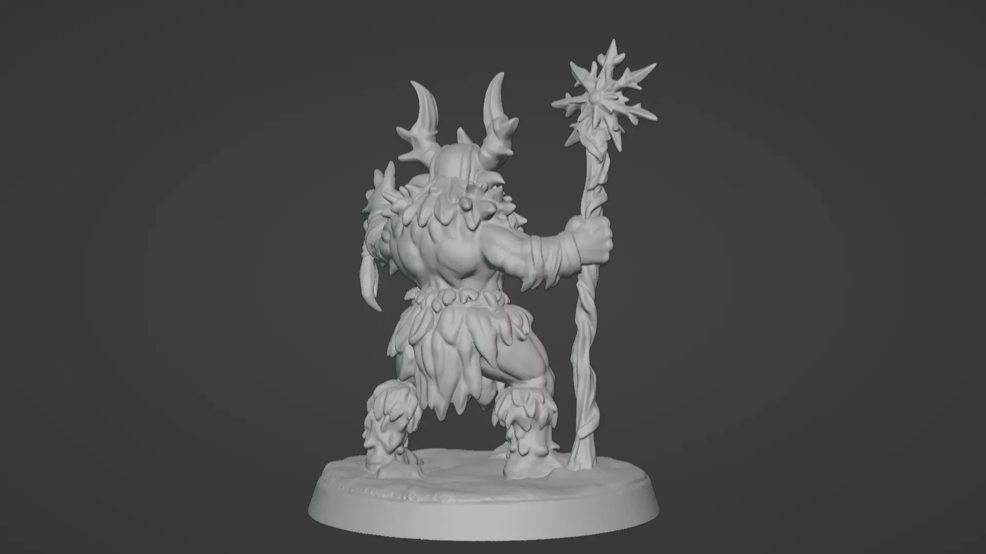 Frost War Shaman Horned Spellcaster on Snow Base 3D print model_39