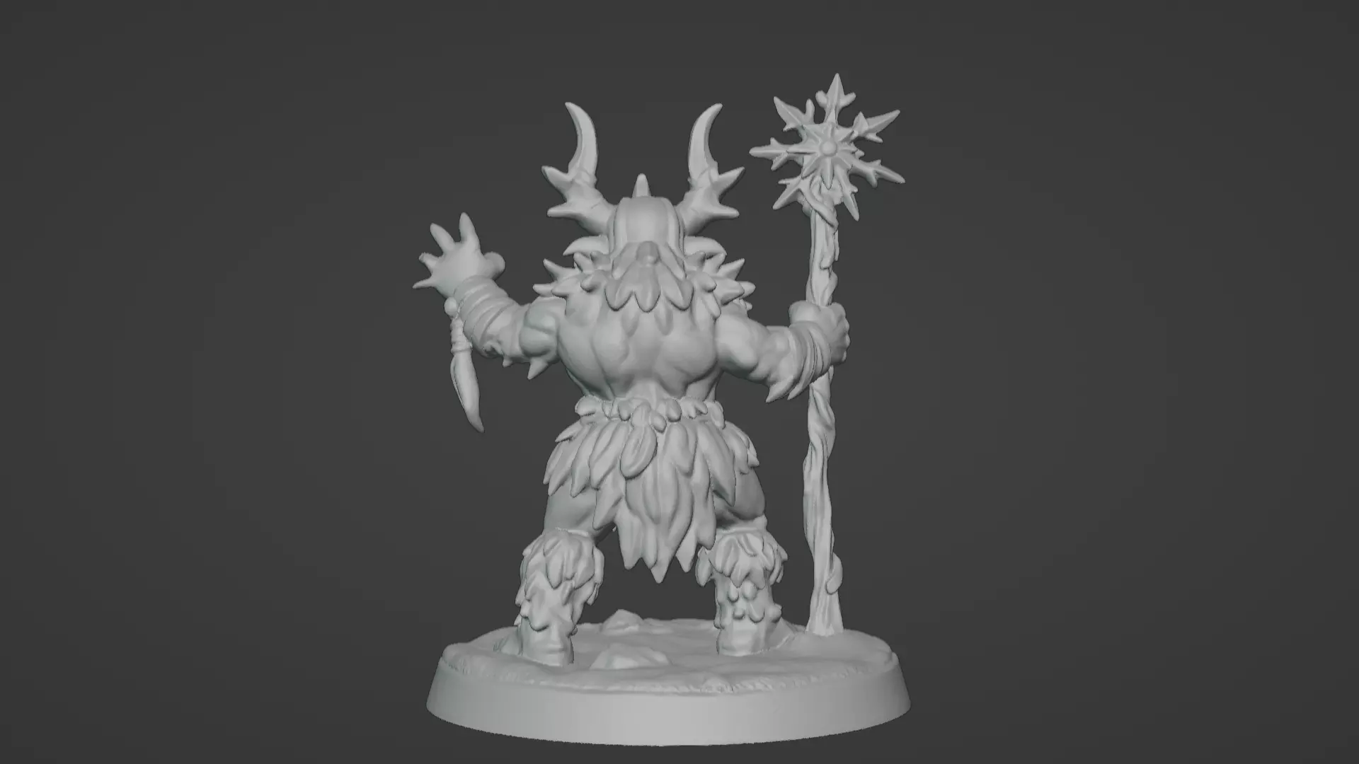 Frost War Shaman Horned Spellcaster on Snow Base 3D print model_49