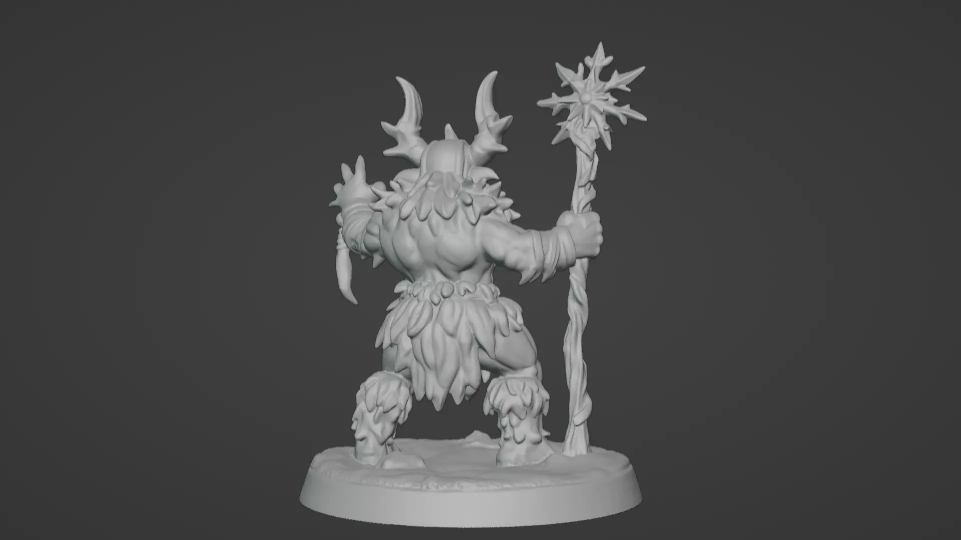 Frost War Shaman Horned Spellcaster on Snow Base 3D print model_42