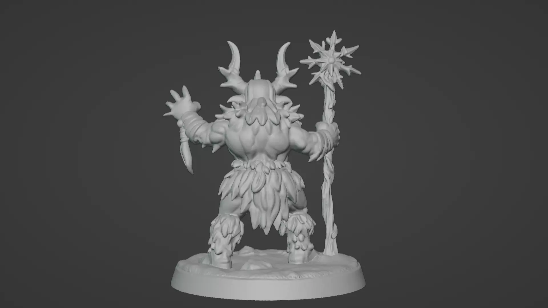 Frost War Shaman Horned Spellcaster on Snow Base 3D print model_50