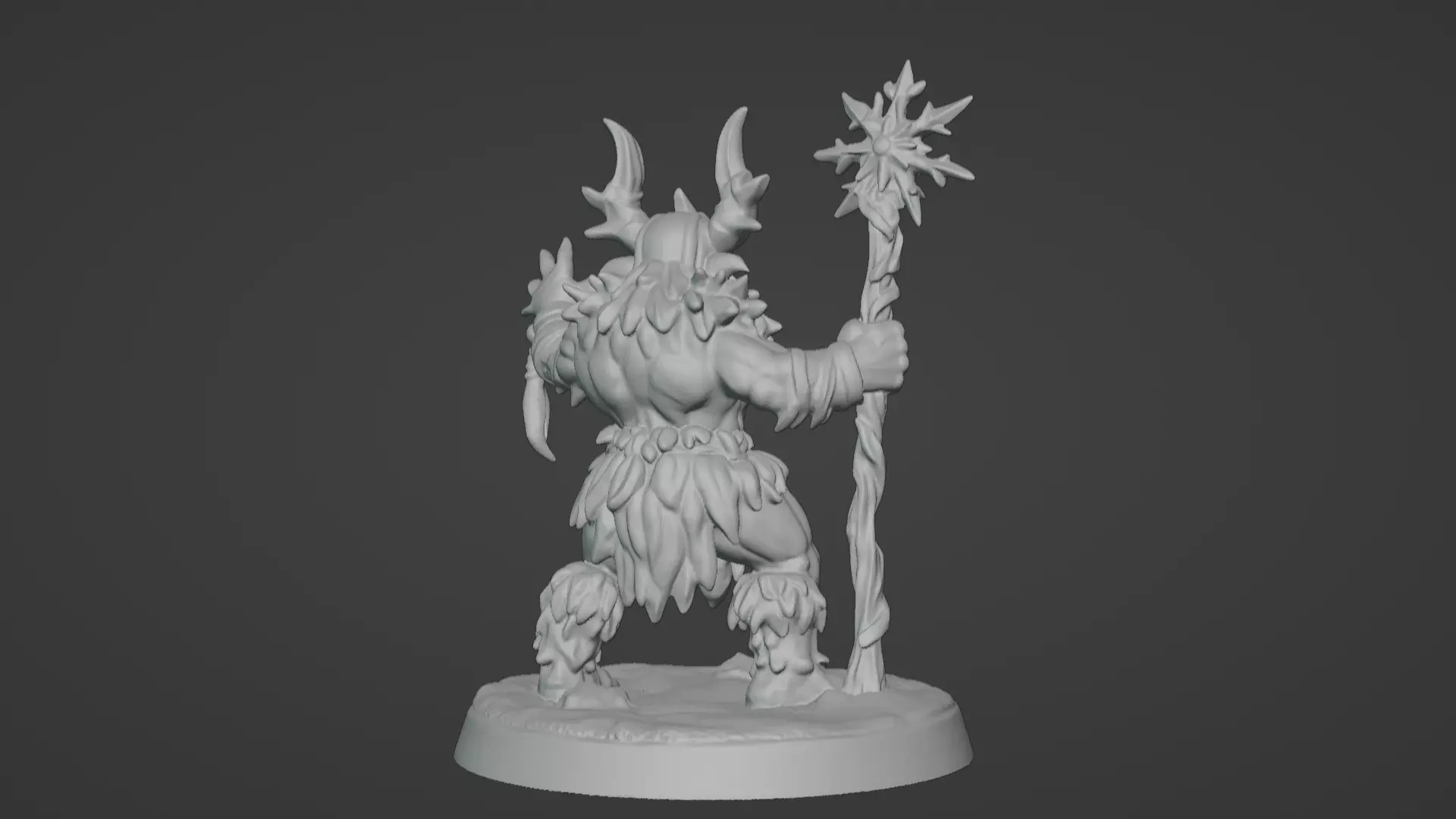 Frost War Shaman Horned Spellcaster on Snow Base 3D print model_40