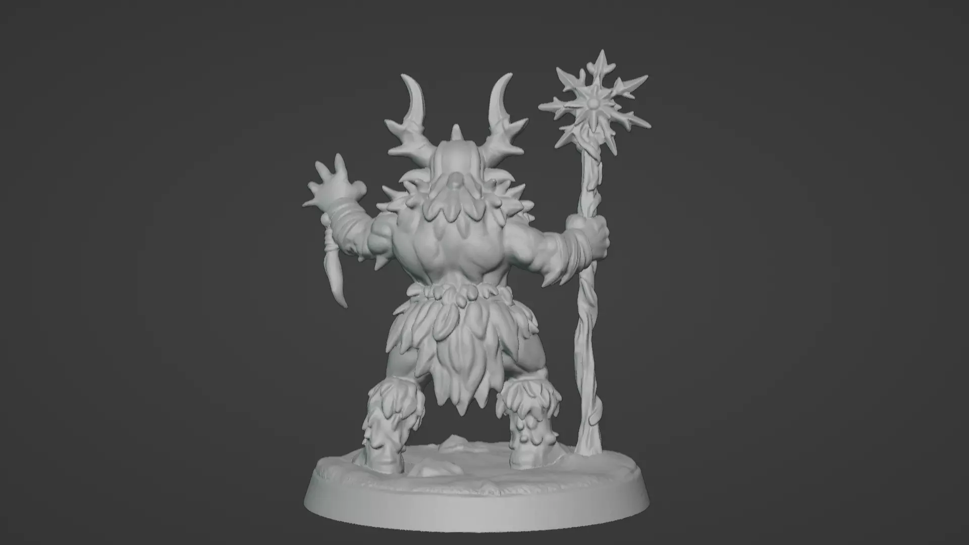 Frost War Shaman Horned Spellcaster on Snow Base 3D print model_47