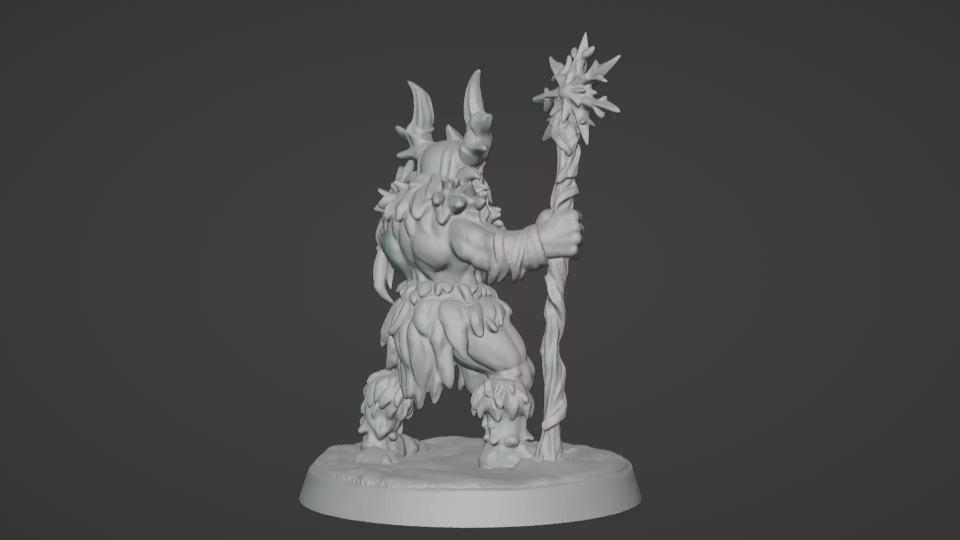 Frost War Shaman Horned Spellcaster on Snow Base 3D print model_35