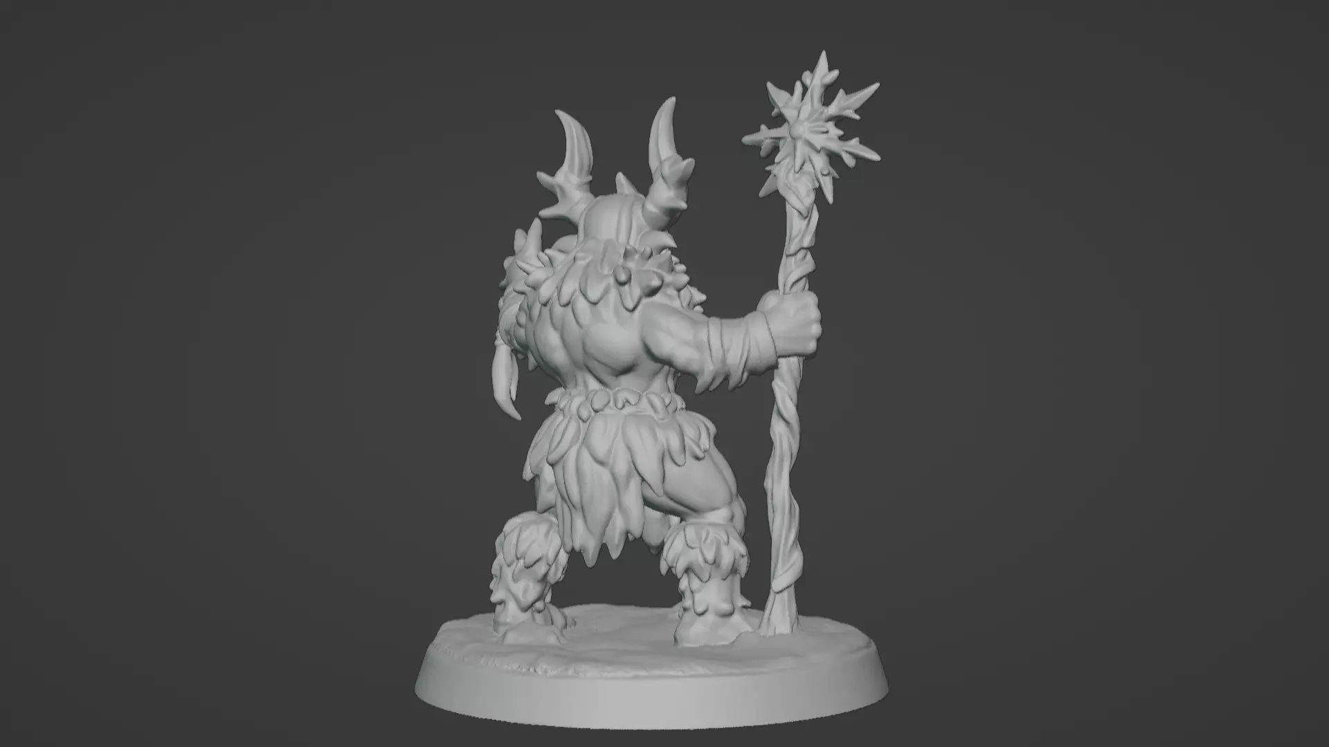Frost War Shaman Horned Spellcaster on Snow Base 3D print model_38