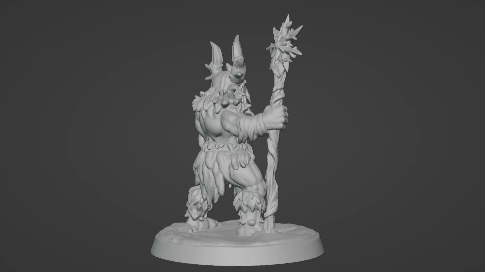 Frost War Shaman Horned Spellcaster on Snow Base 3D print model_32
