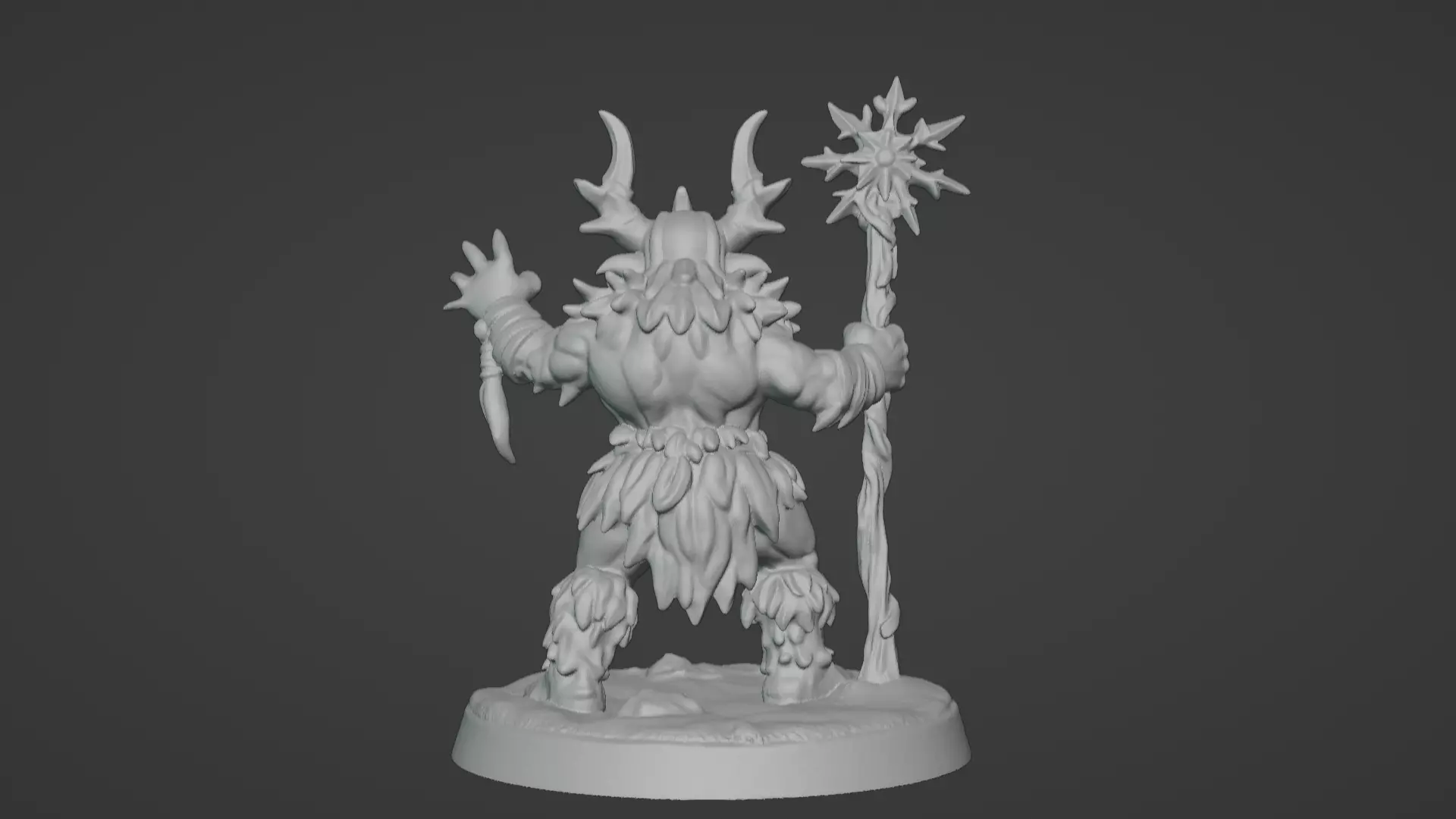 Frost War Shaman Horned Spellcaster on Snow Base 3D print model_48