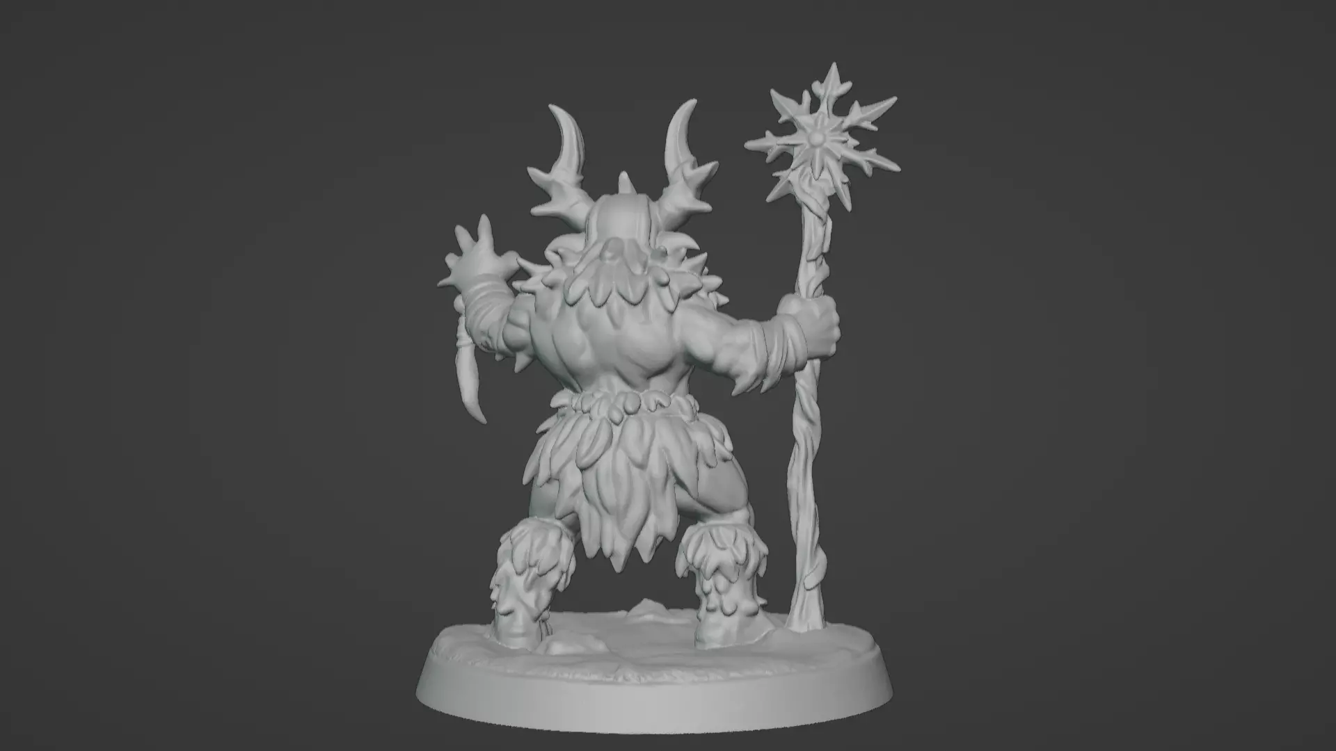 Frost War Shaman Horned Spellcaster on Snow Base 3D print model_44