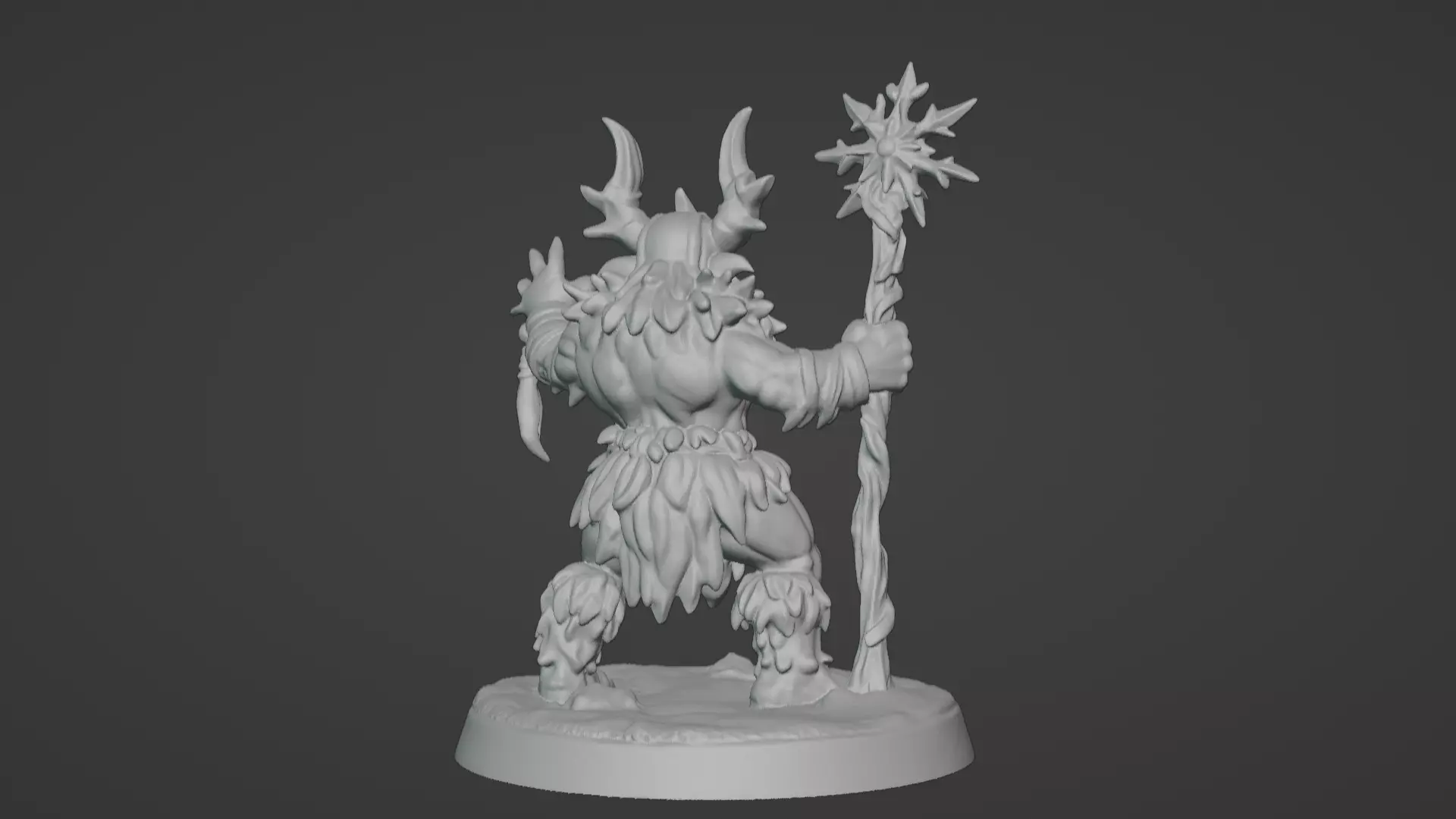 Frost War Shaman Horned Spellcaster on Snow Base 3D print model_41
