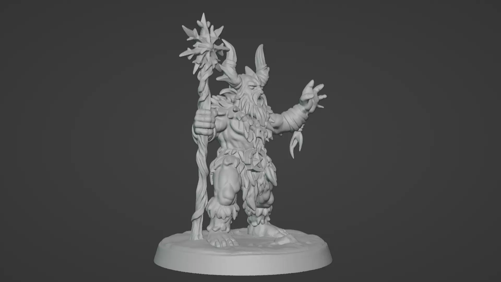 Frost War Shaman Horned Spellcaster on Snow Base 3D print model_10