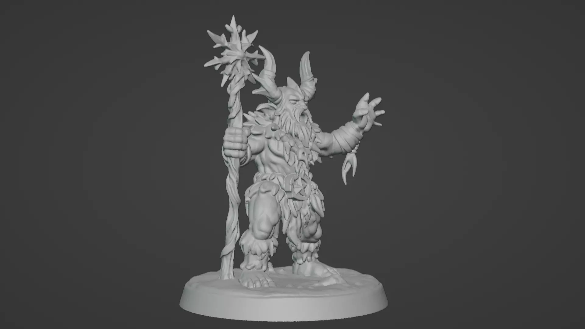 Frost War Shaman Horned Spellcaster on Snow Base 3D print model_9