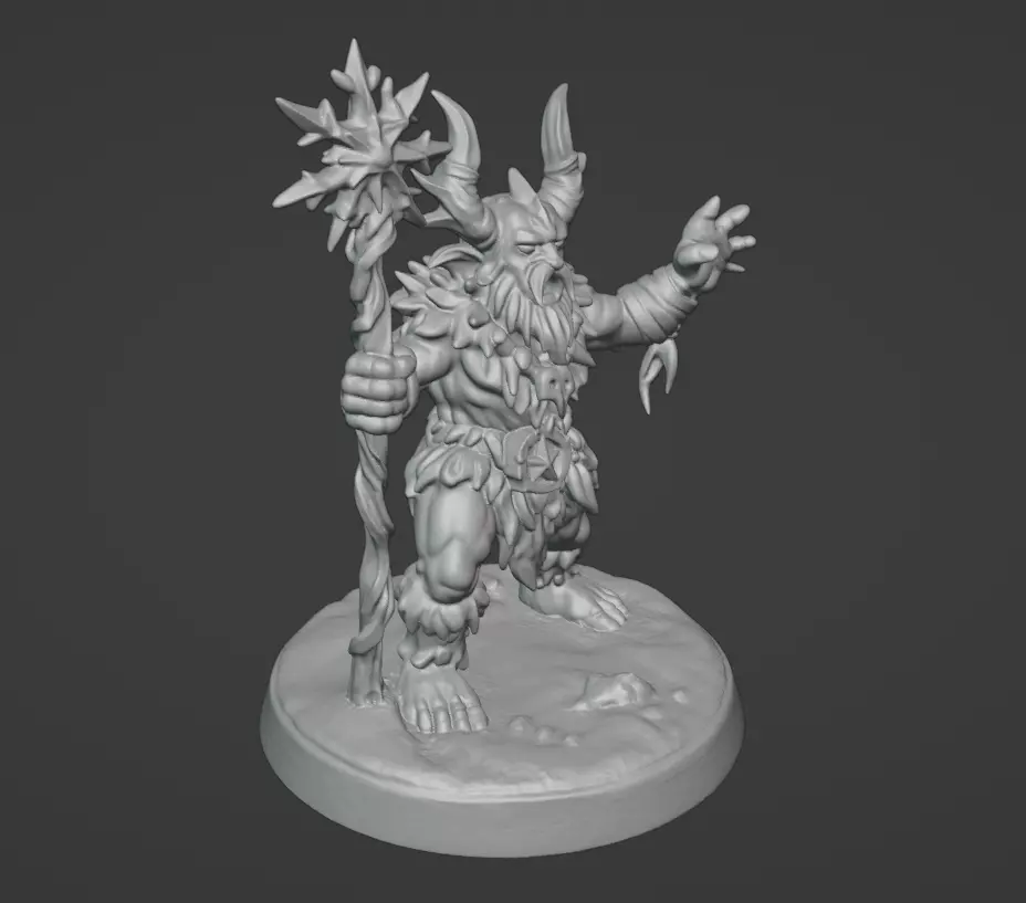 Frost War Shaman Horned Spellcaster on Snow Base 3D print model_52