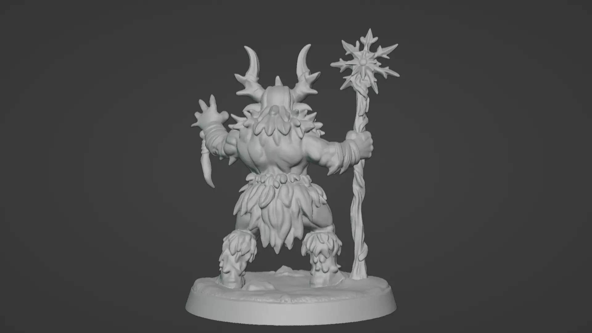 Frost War Shaman Horned Spellcaster on Snow Base 3D print model_45