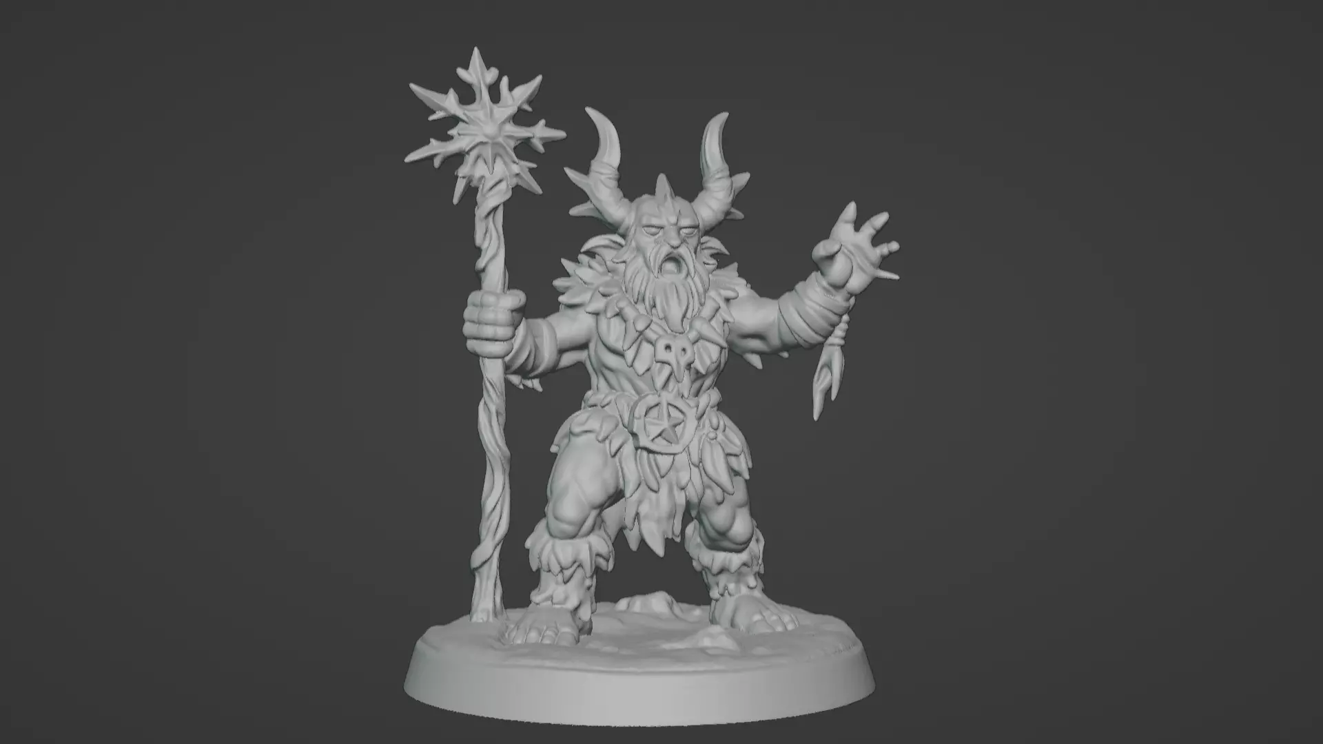 Frost War Shaman Horned Spellcaster on Snow Base 3D print model_2