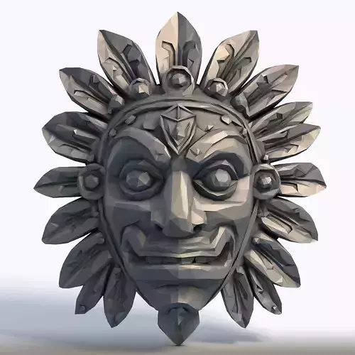 Maya Ceremonial Mask Ancient Tribal Wall Art 