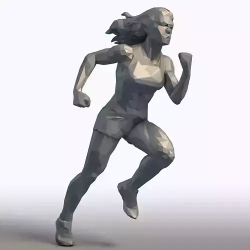 Low Poly Running Woman Geometric Female Athlete Sculpture