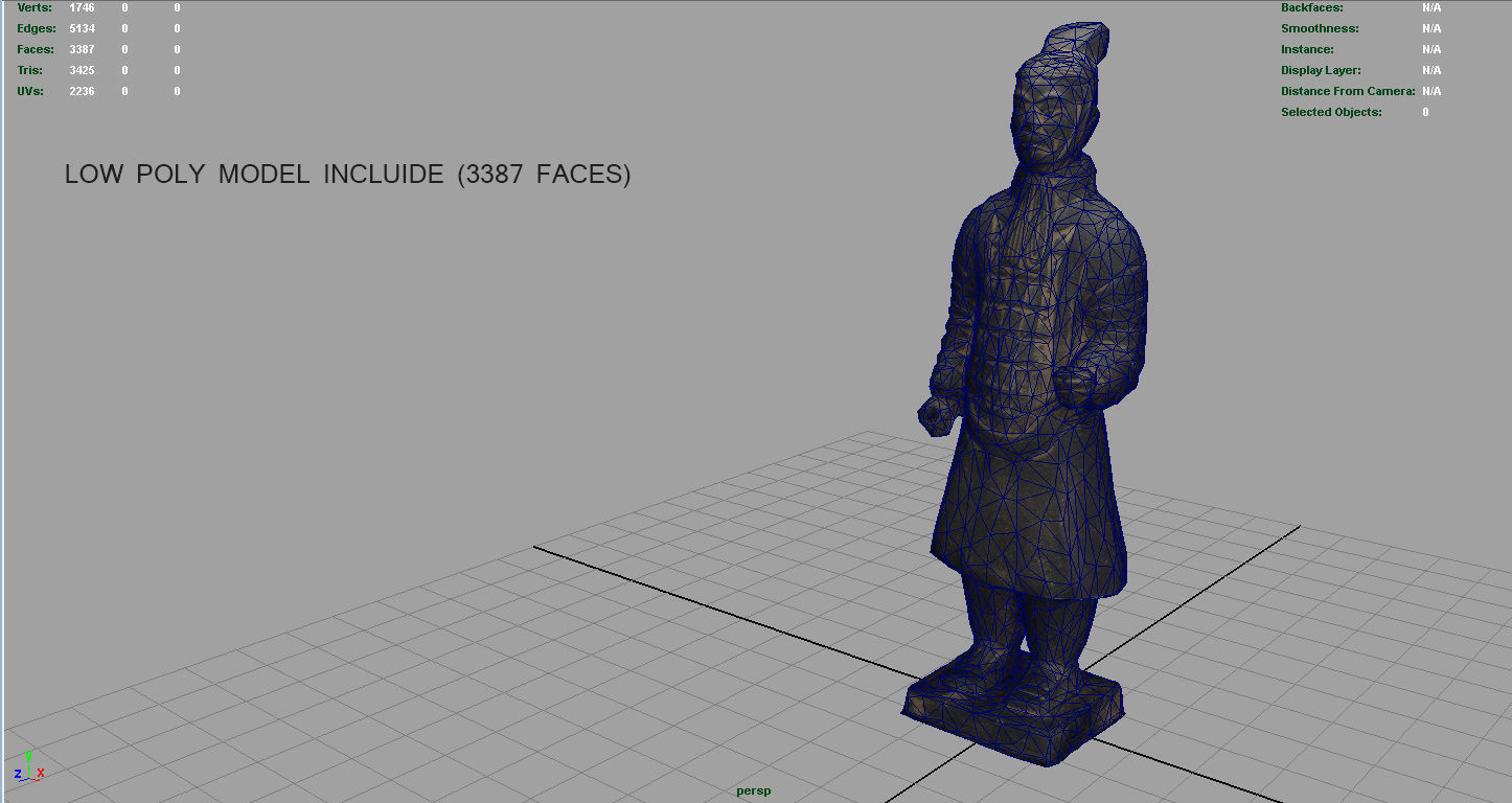 Terracotta Warriors Officer Low-poly 3D model_7