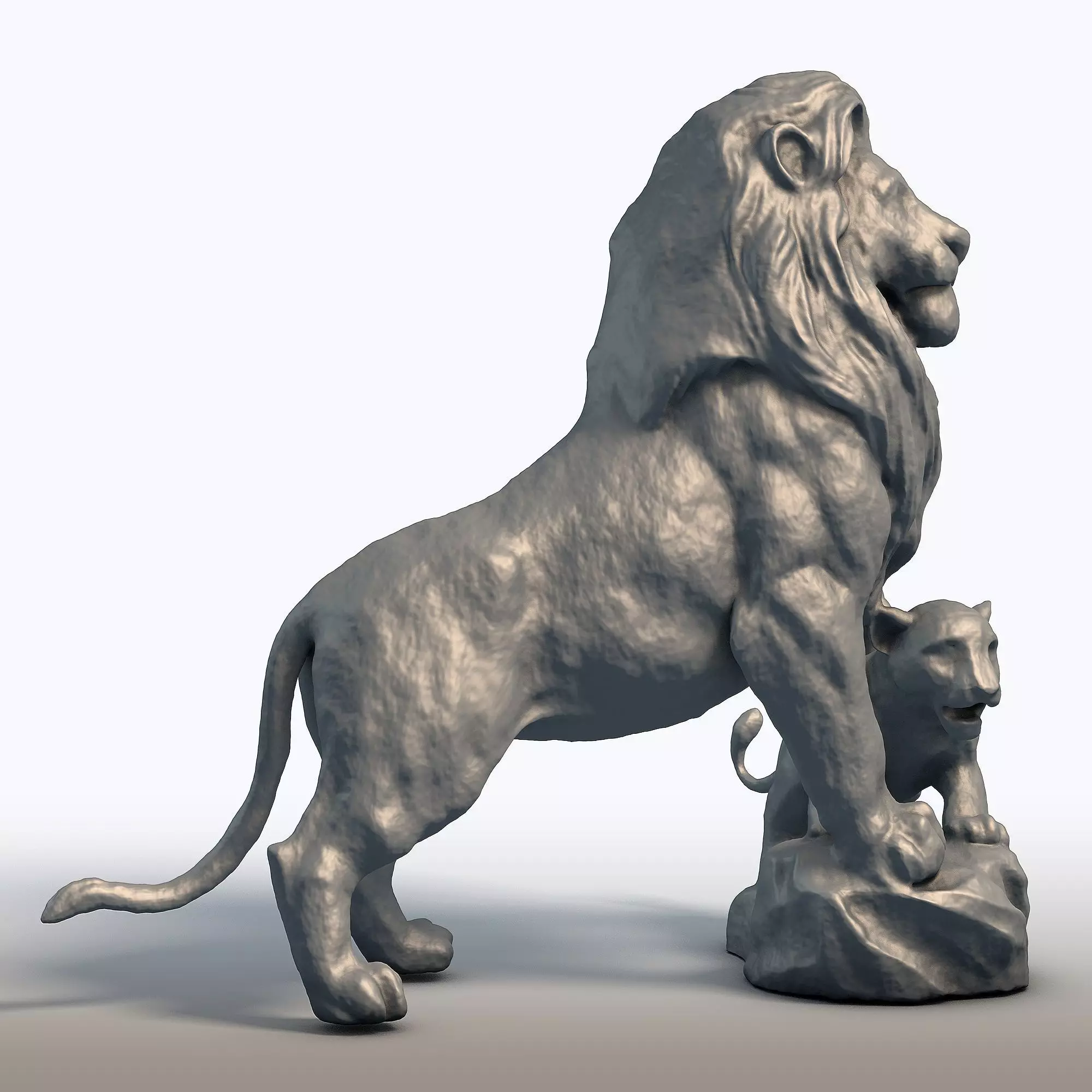 Lion King Sculpture Majestic Big Cat Statue 3D print model_7