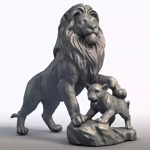 Lion King Sculpture Majestic Big Cat Statue 