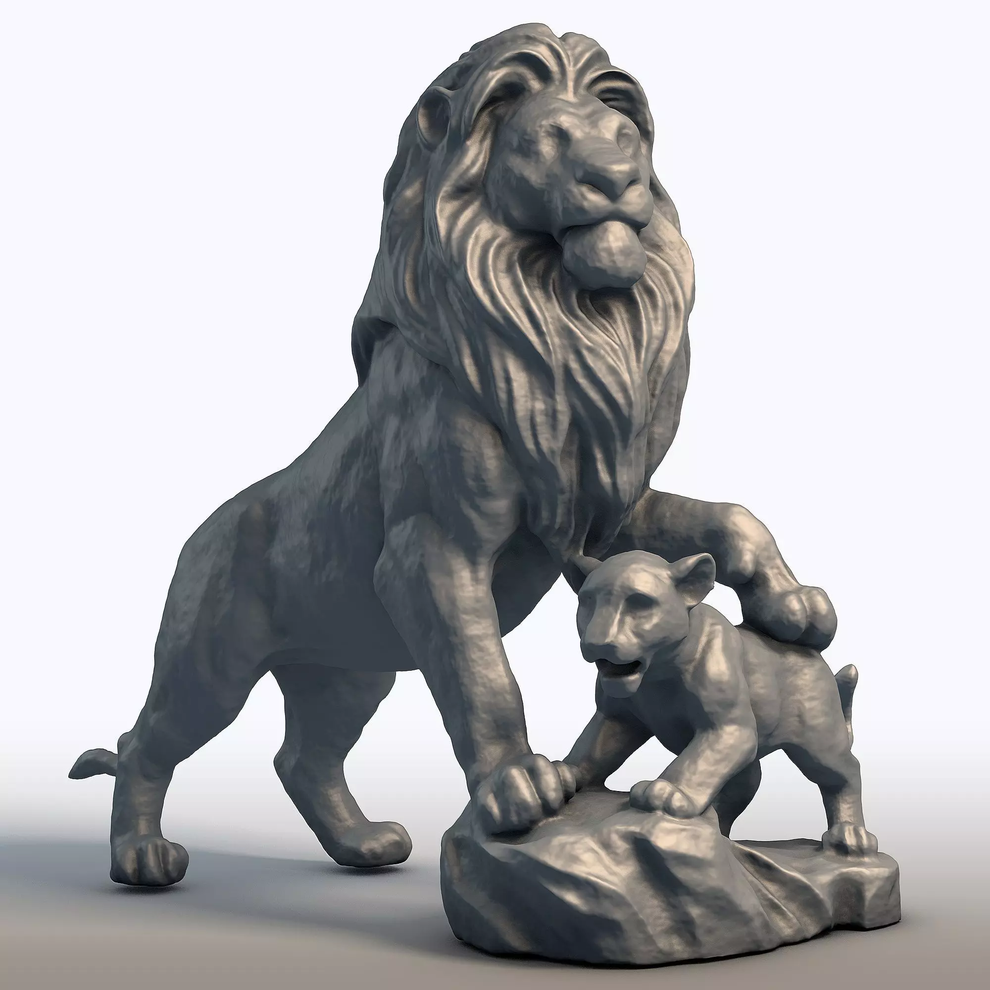 Lion King Sculpture Majestic Big Cat Statue 3D print model_0