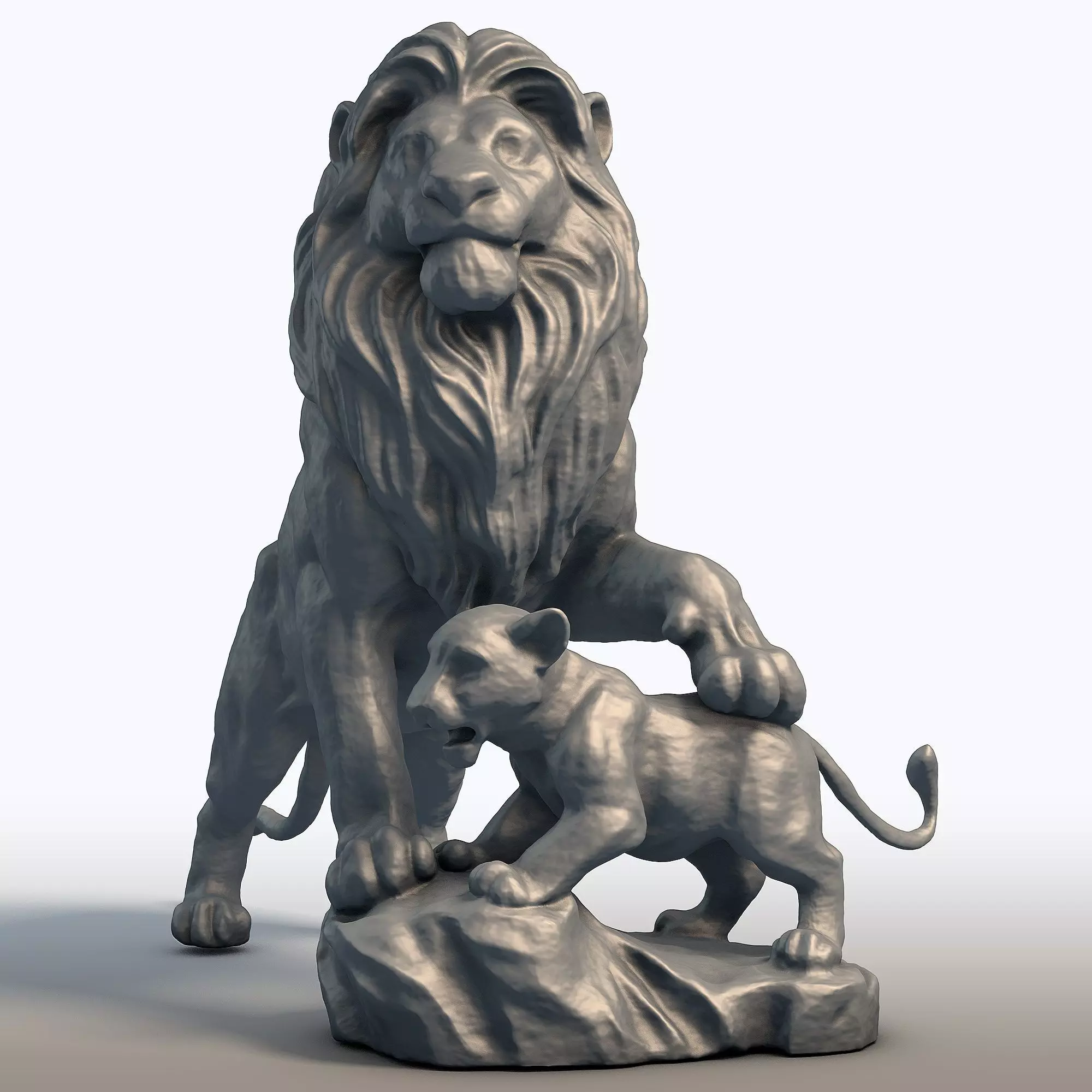 Lion King Sculpture Majestic Big Cat Statue 3D print model_1