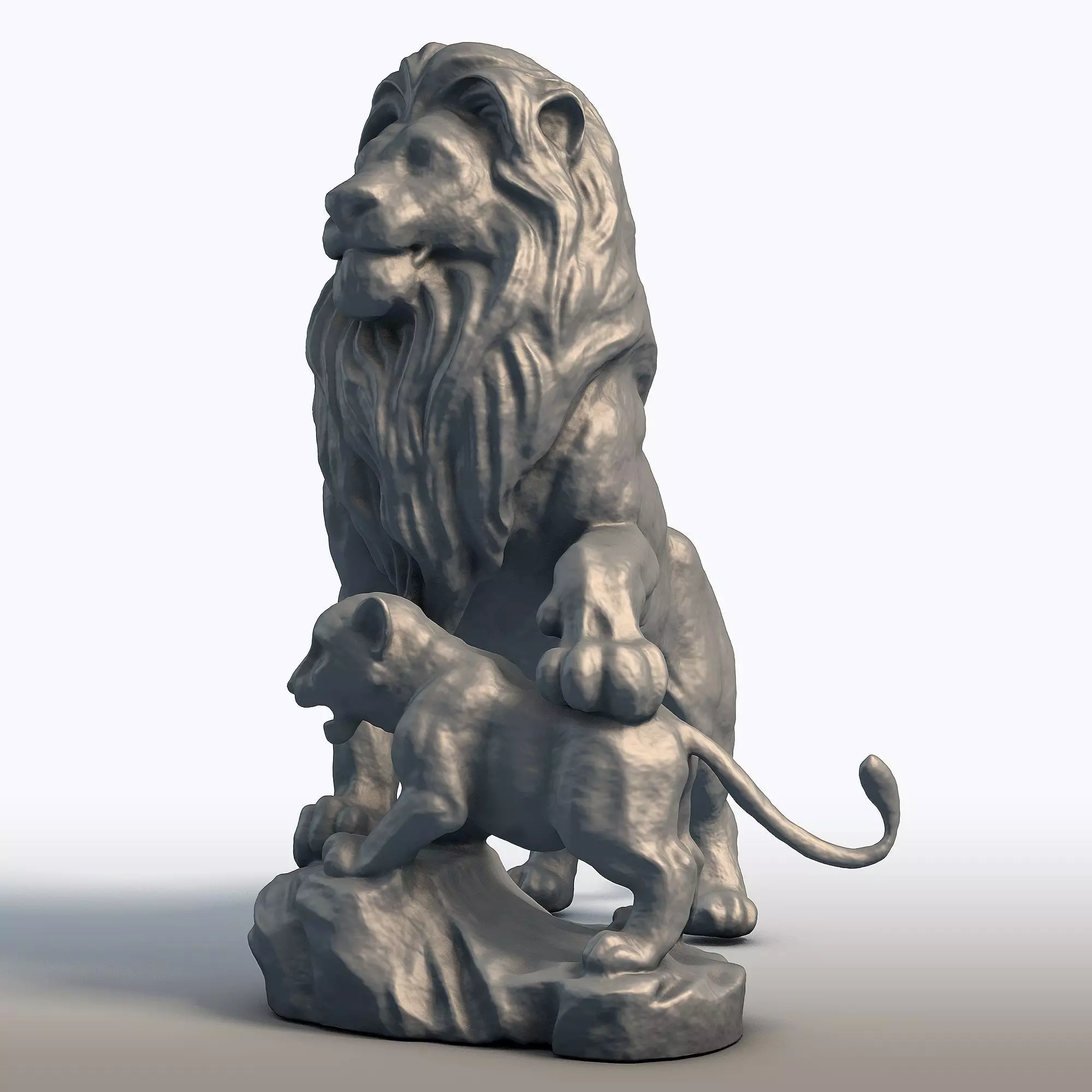 Lion King Sculpture Majestic Big Cat Statue 3D print model_2