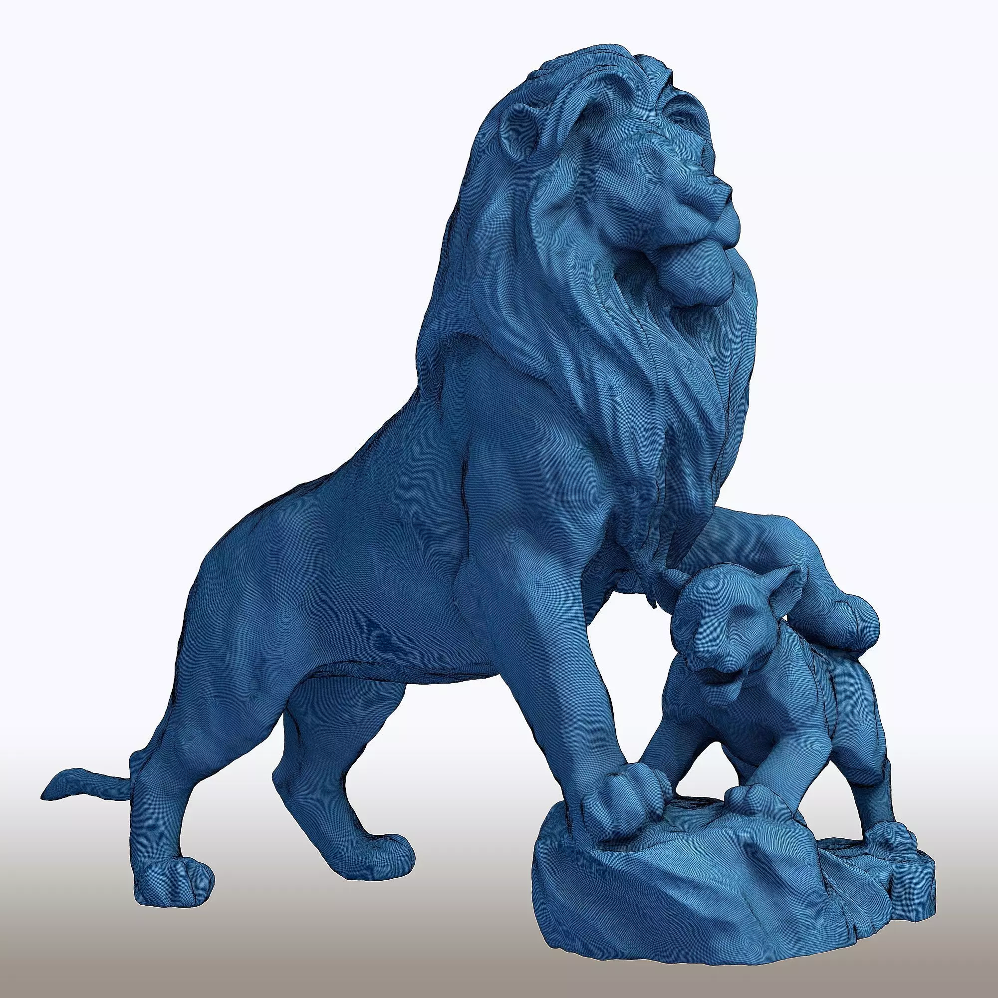 Lion King Sculpture Majestic Big Cat Statue 3D print model_8