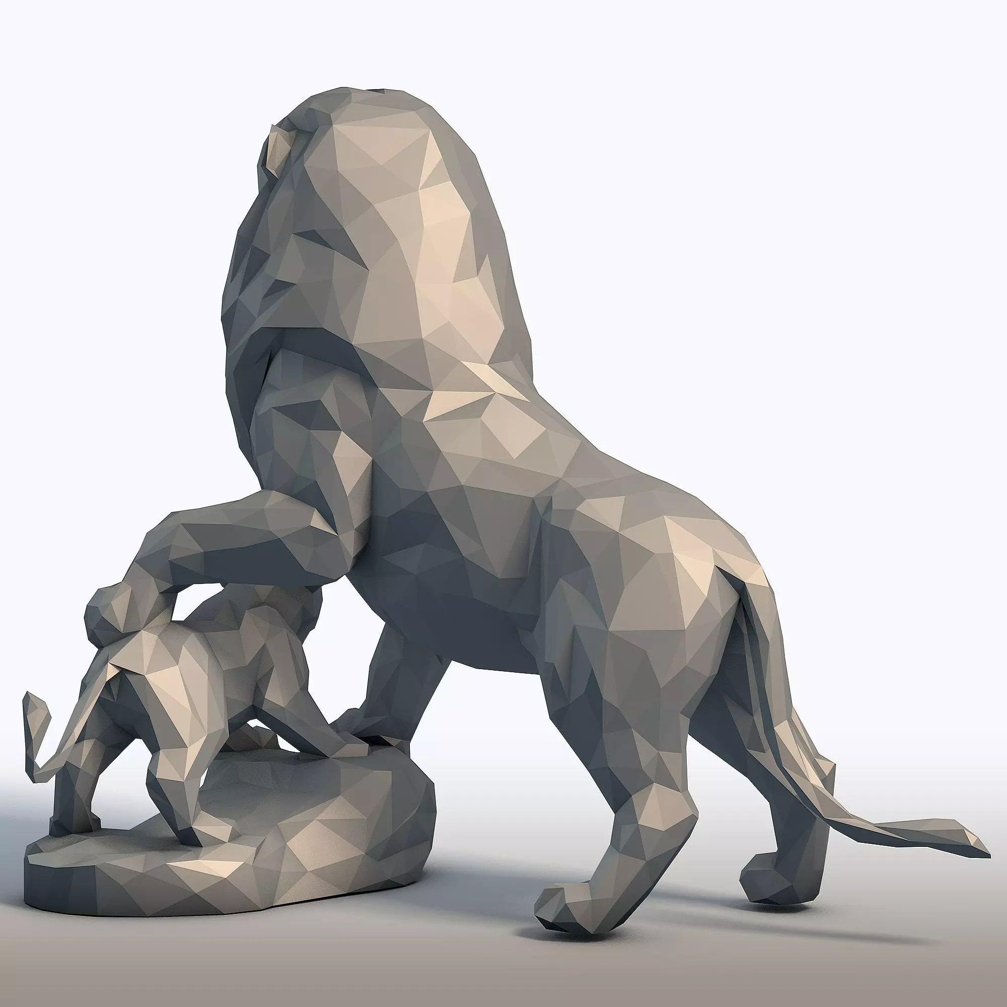 Lion King Low Poly Father and Son Lions 3D print model_4