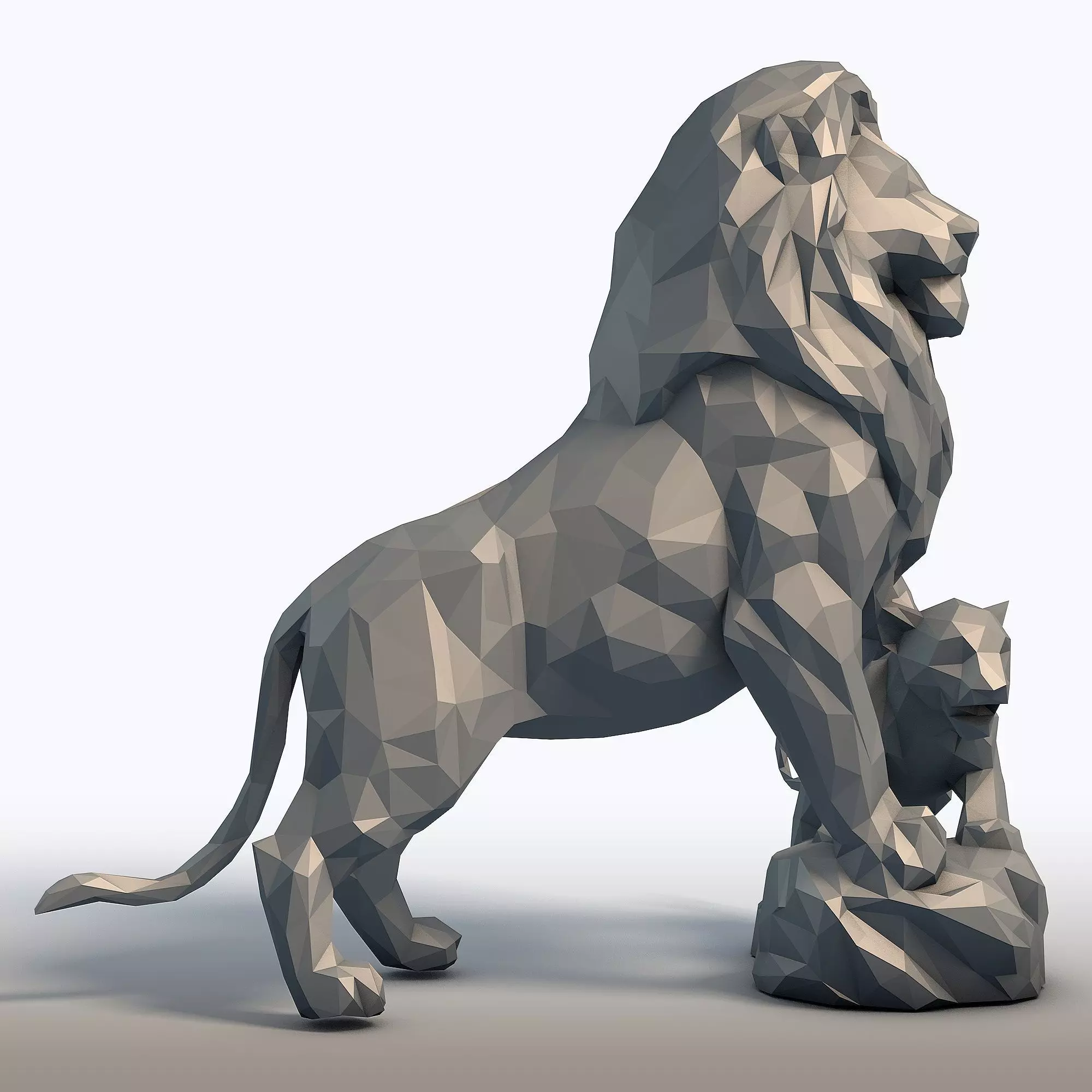 Lion King Low Poly Father and Son Lions 3D print model_7