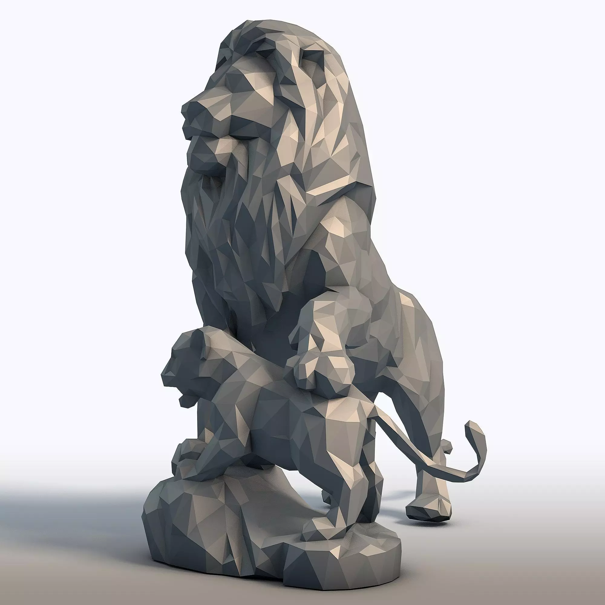 Lion King Low Poly Father and Son Lions 3D print model_2