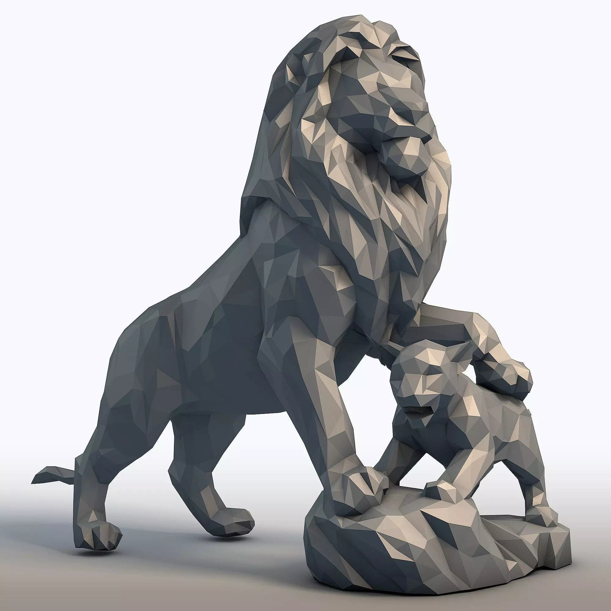 Lion King Low Poly Father and Son Lions 3D print model_8