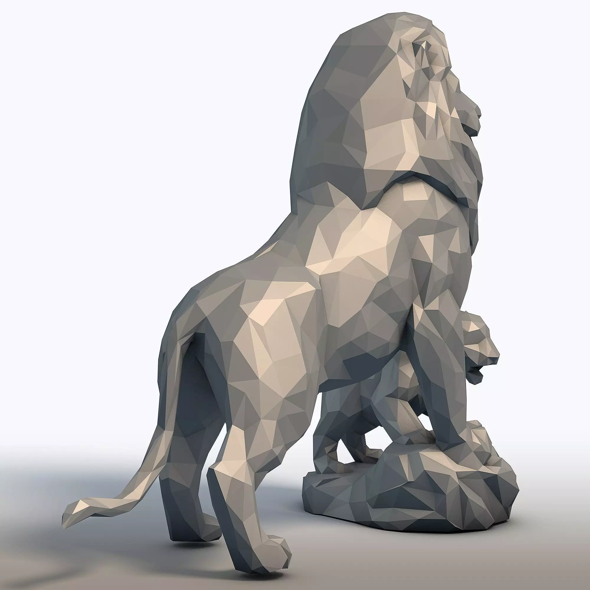 Lion King Low Poly Father and Son Lions 3D print model_6