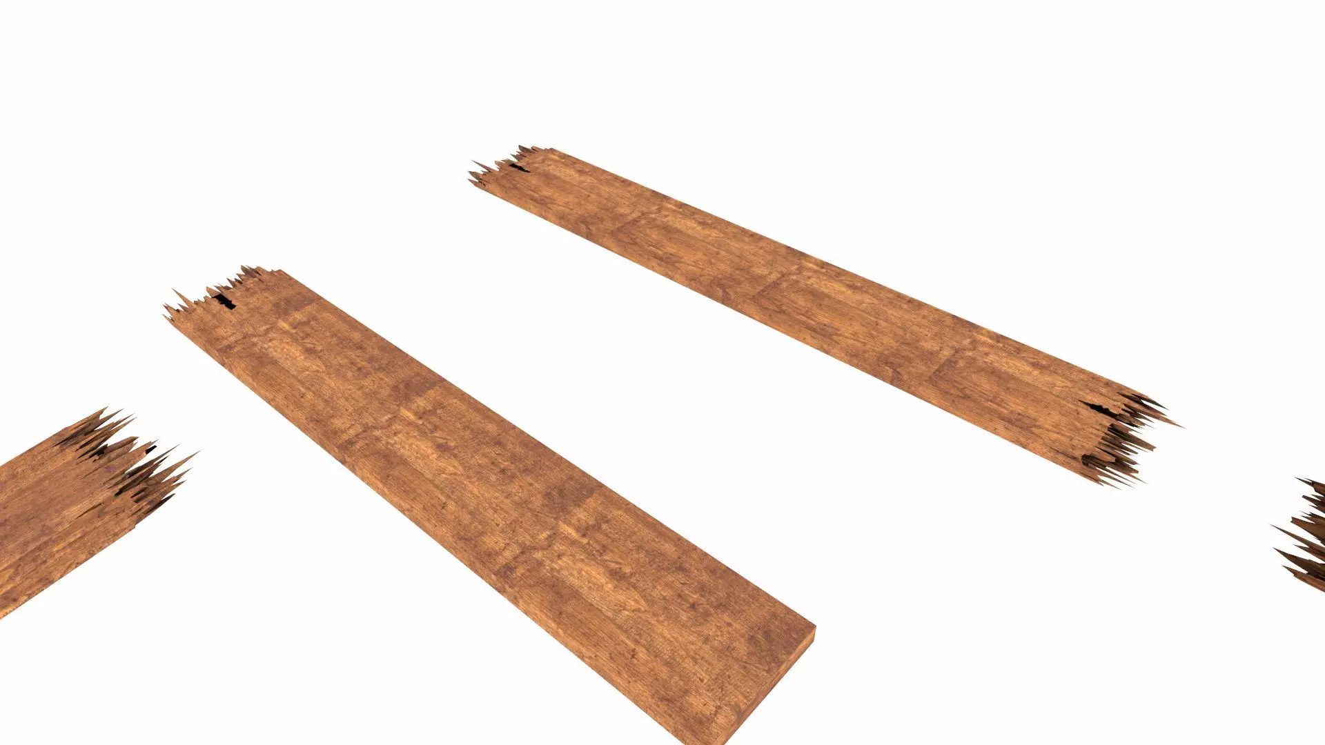 Wooden Broken Plank Damage Plank Lumber Sawdust Debris Low-poly 3D model_4