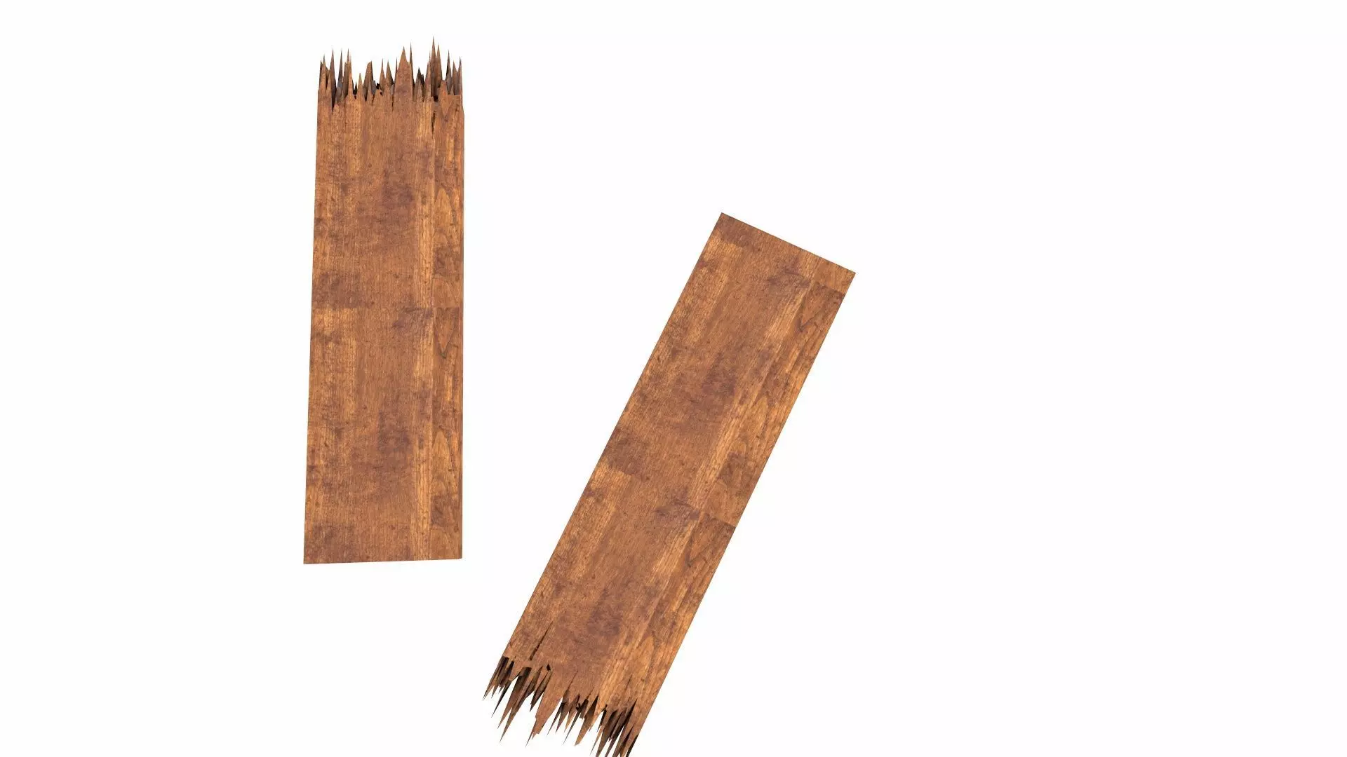 Wooden Broken Plank Damage Plank Lumber Sawdust Debris Low-poly 3D model_6