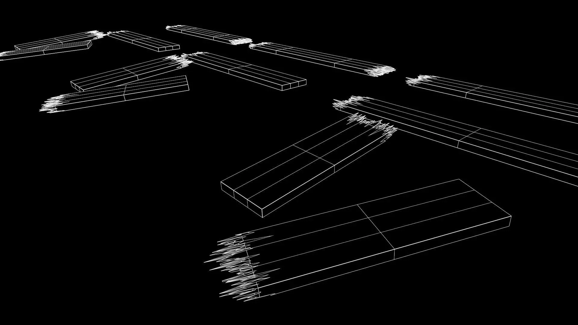 Wooden Broken Plank Damage Plank Lumber Sawdust Debris Low-poly 3D model_13