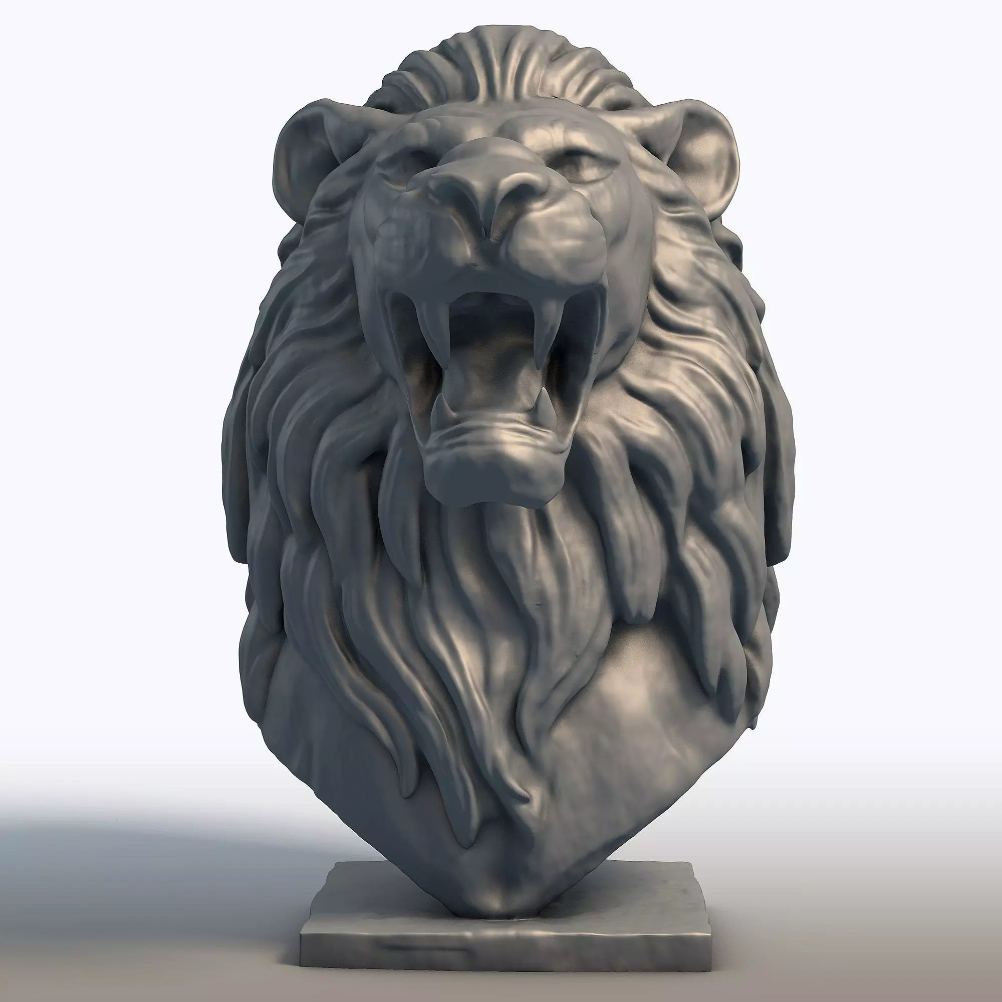 Lion Bust Sculpture Majestic Big Cat Statue 3D print model_1