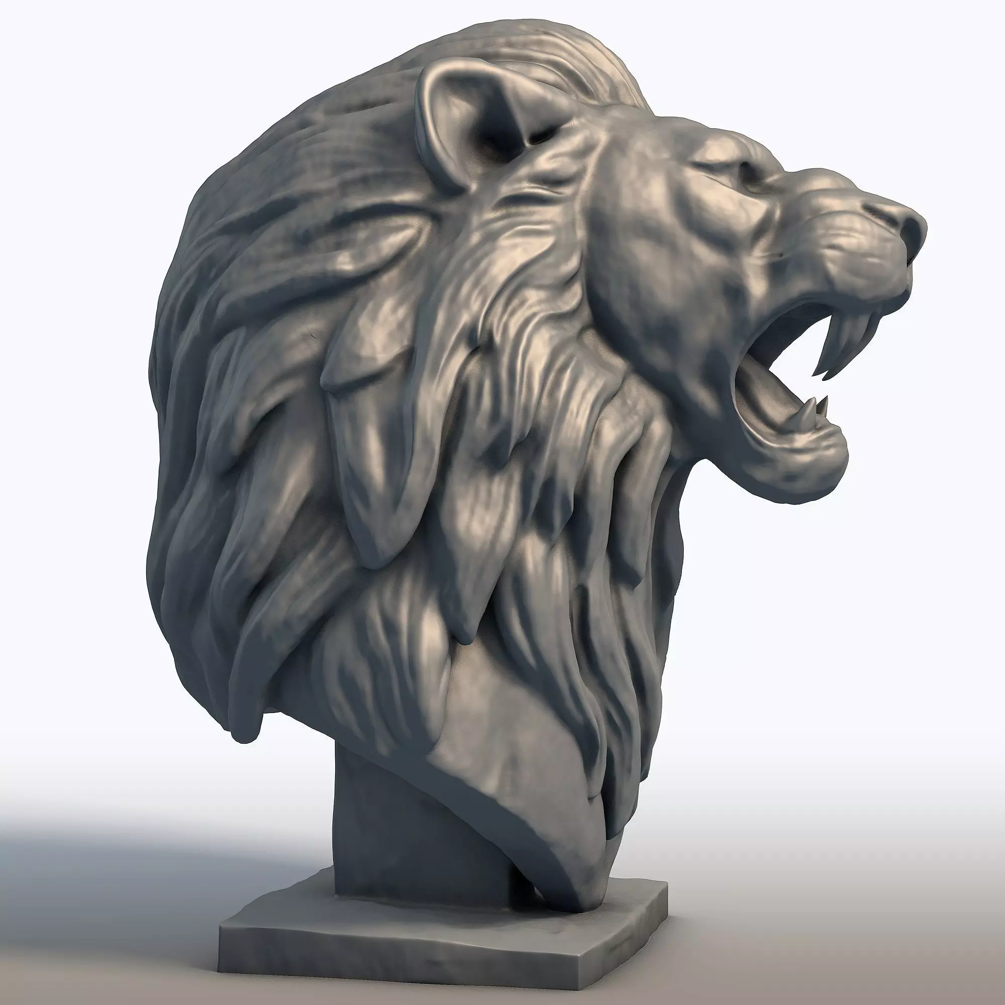 Lion Bust Sculpture Majestic Big Cat Statue 3D print model_3