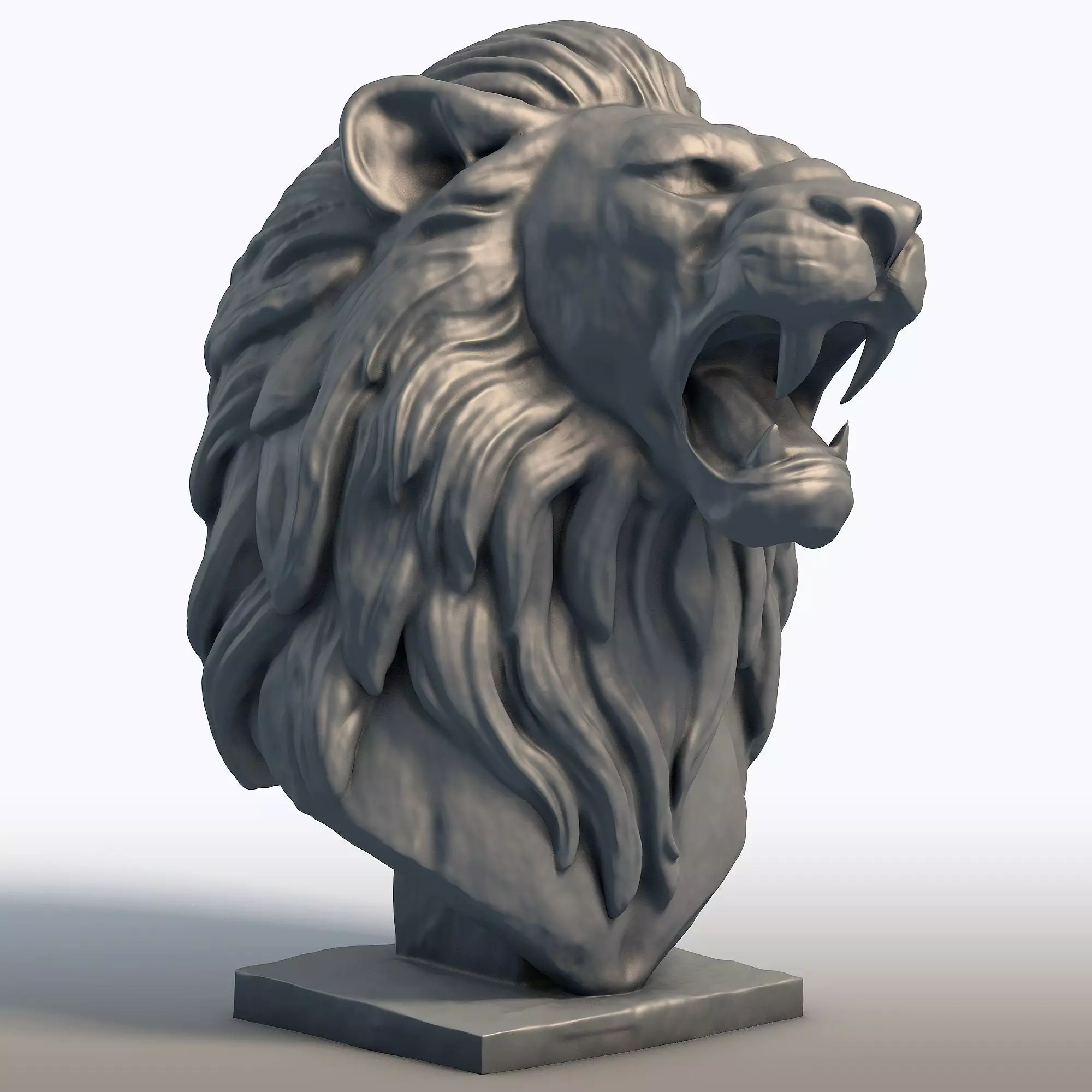 Lion Bust Sculpture Majestic Big Cat Statue 3D print model_2