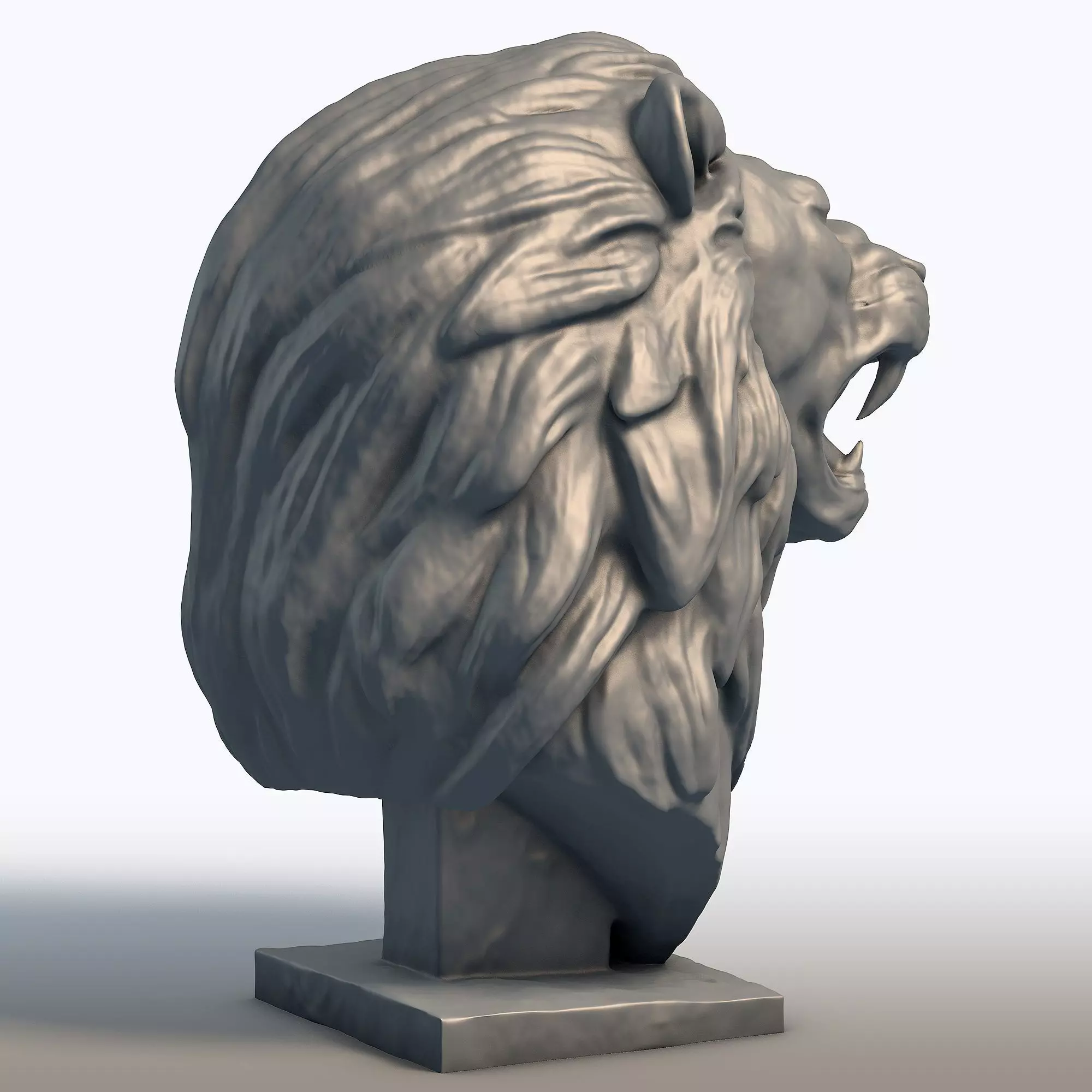 Lion Bust Sculpture Majestic Big Cat Statue 3D print model_4