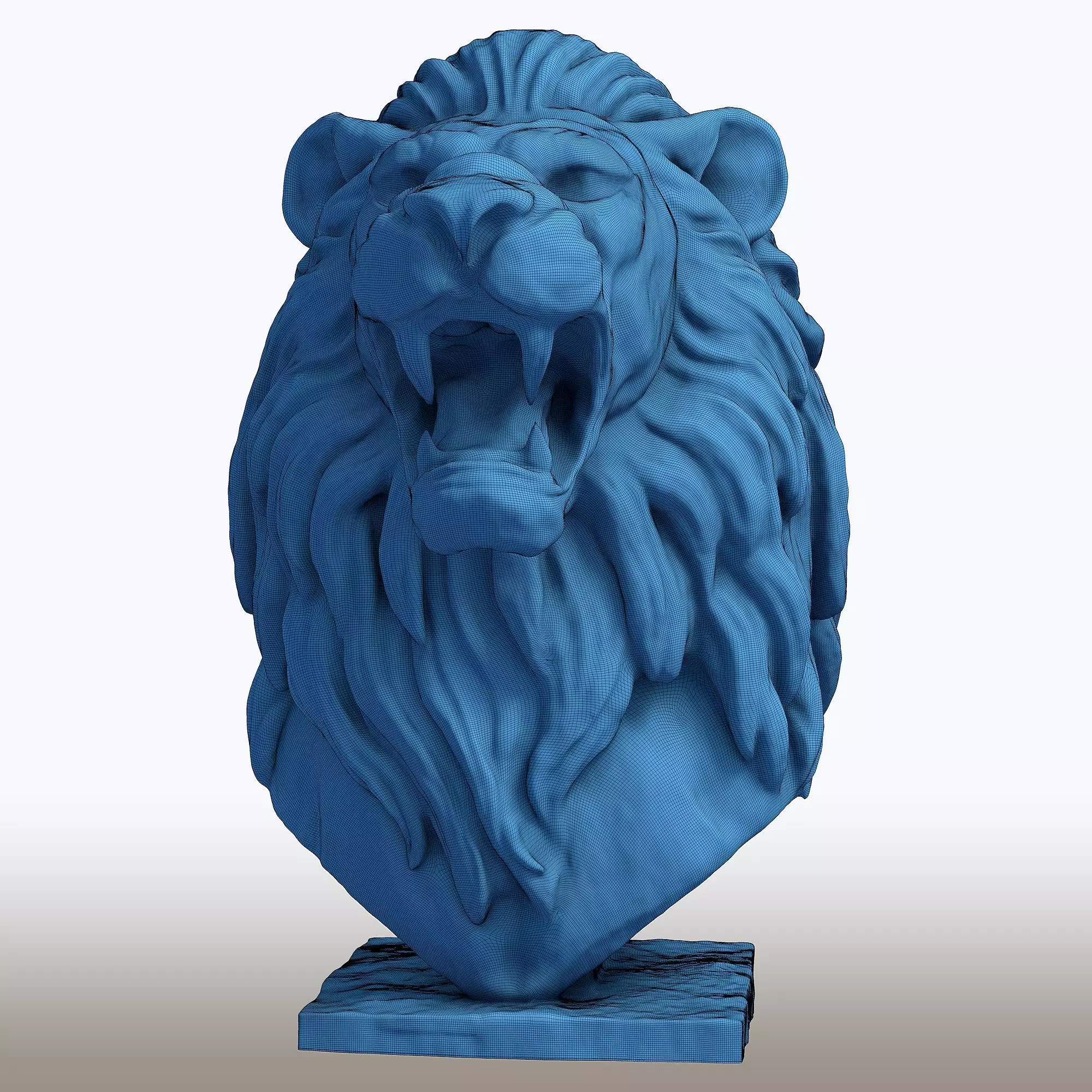 Lion Bust Sculpture Majestic Big Cat Statue 3D print model_7