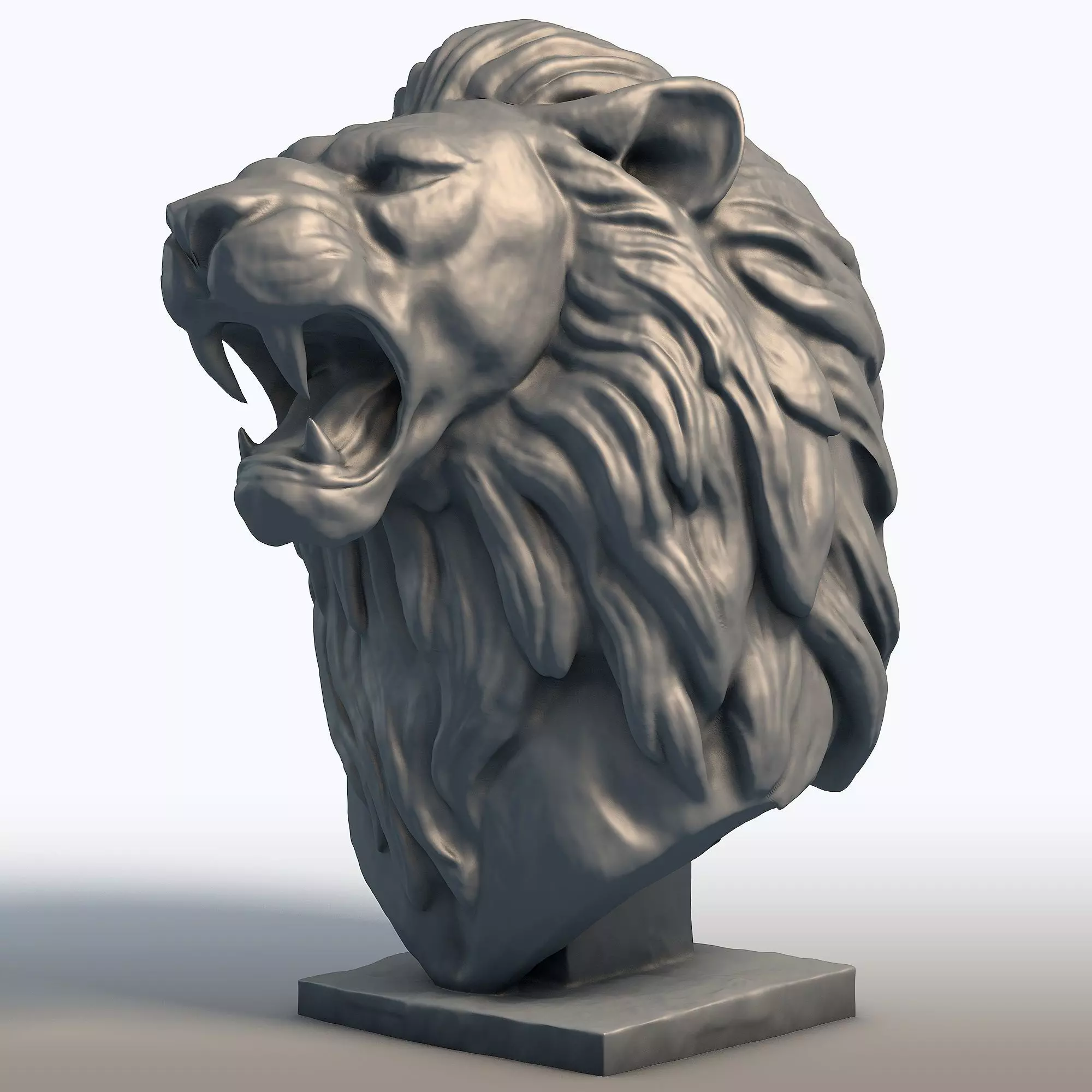 Lion Bust Sculpture Majestic Big Cat Statue 3D print model_0