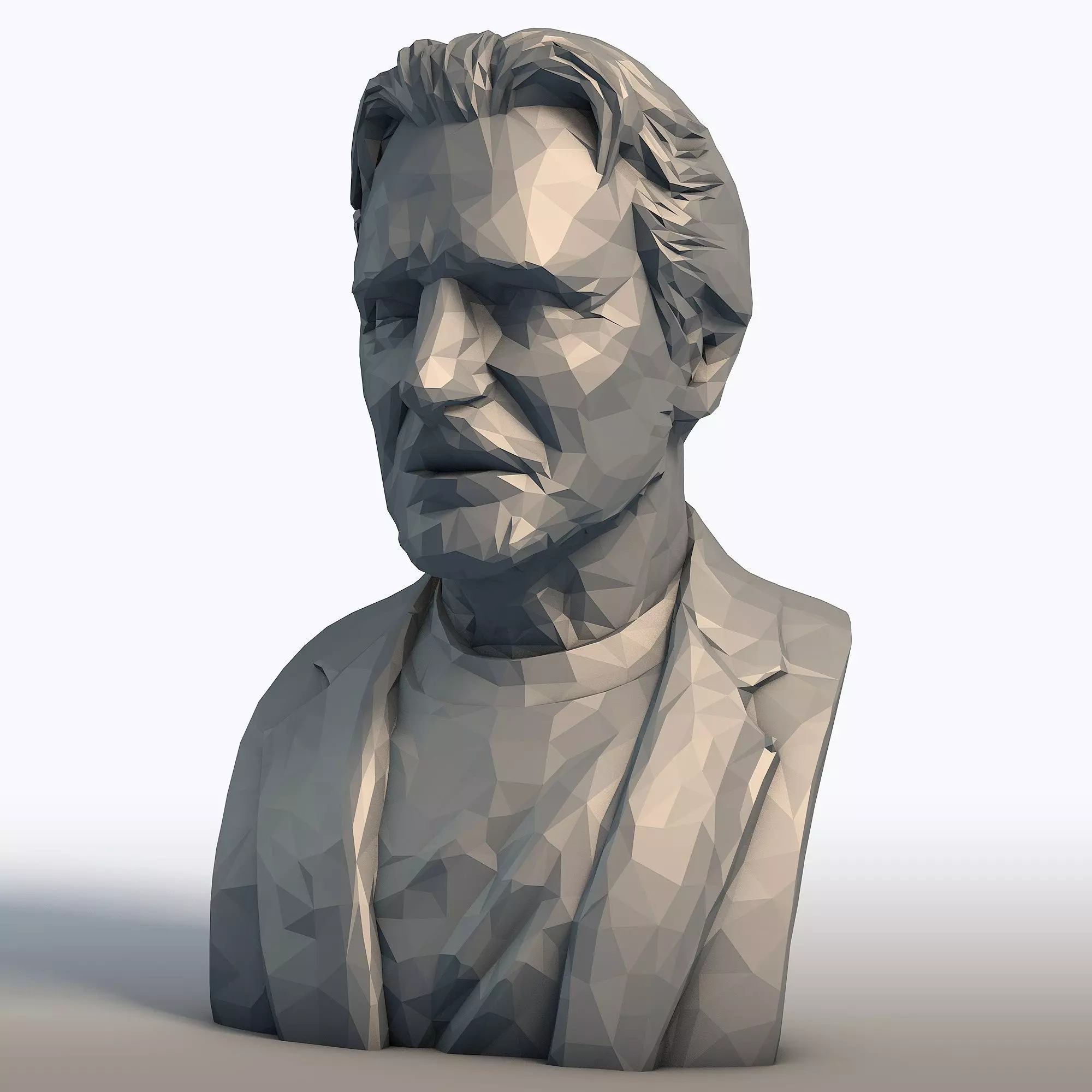Liam Neeson Low Poly Bust Actor Portrait Sculpture 3D print model_1