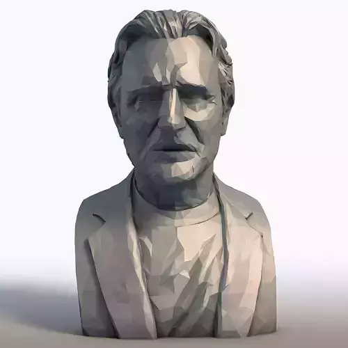 Liam Neeson Low Poly Bust Actor Portrait Sculpture