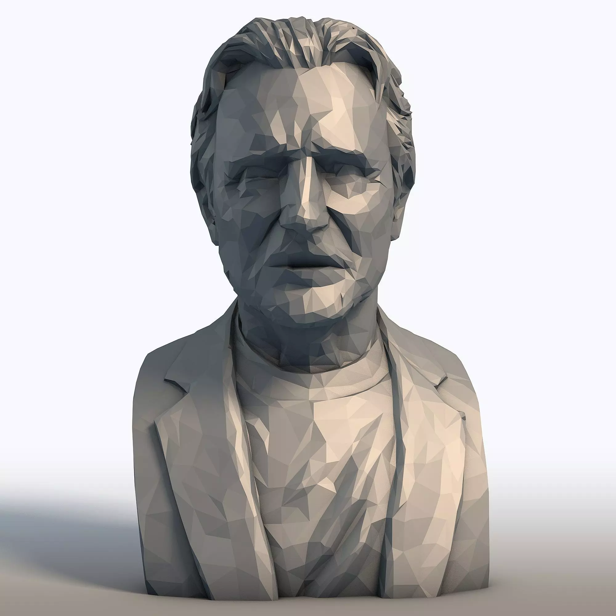 Liam Neeson Low Poly Bust Actor Portrait Sculpture 3D print model_0