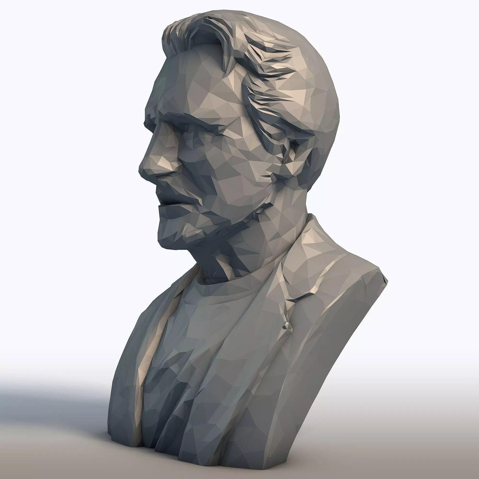Liam Neeson Low Poly Bust Actor Portrait Sculpture 3D print model_2