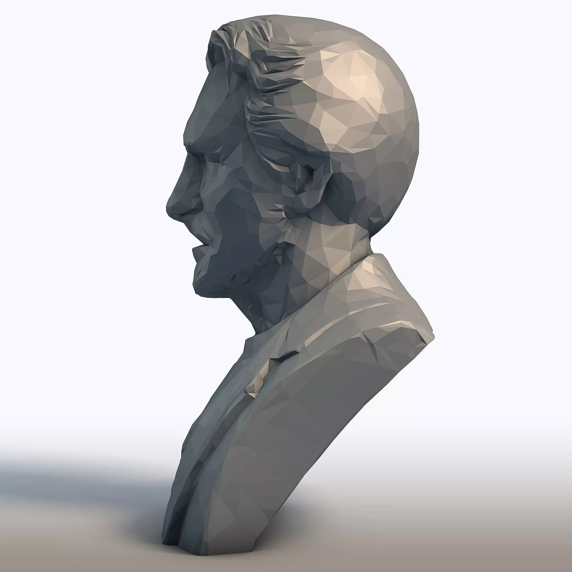 Liam Neeson Low Poly Bust Actor Portrait Sculpture 3D print model_3