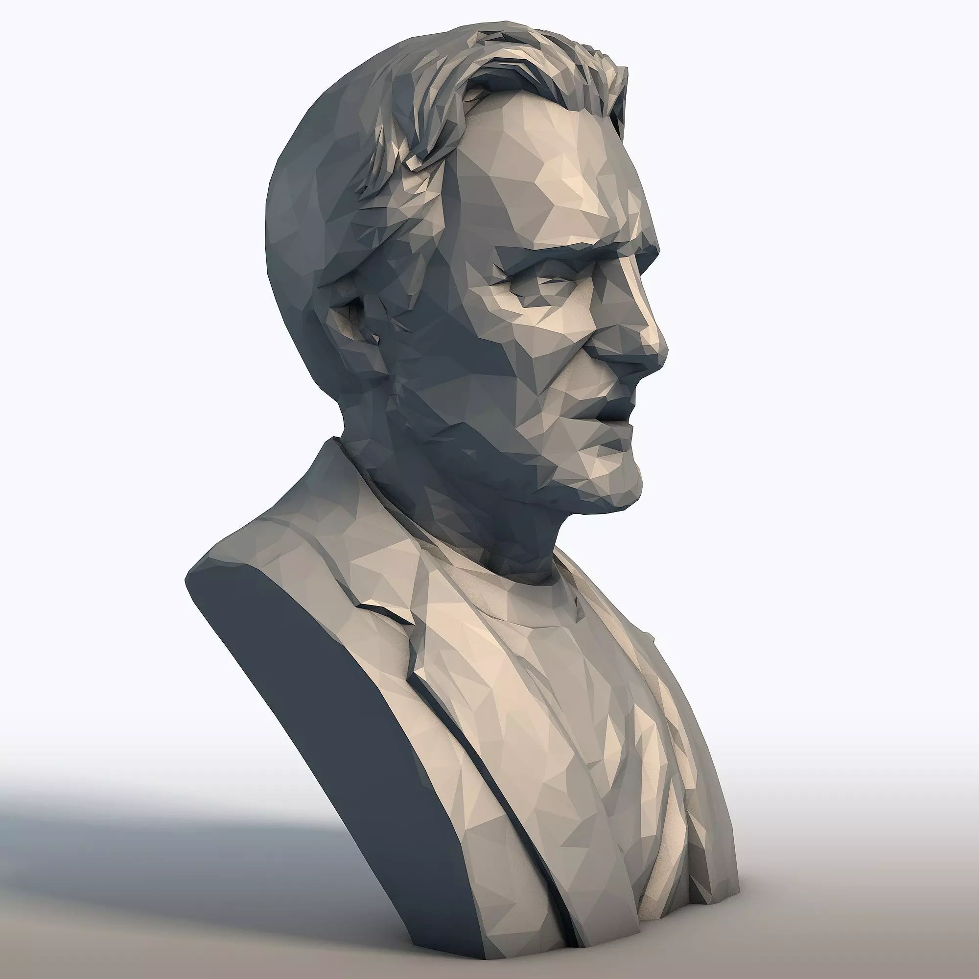 Liam Neeson Low Poly Bust Actor Portrait Sculpture 3D print model_7