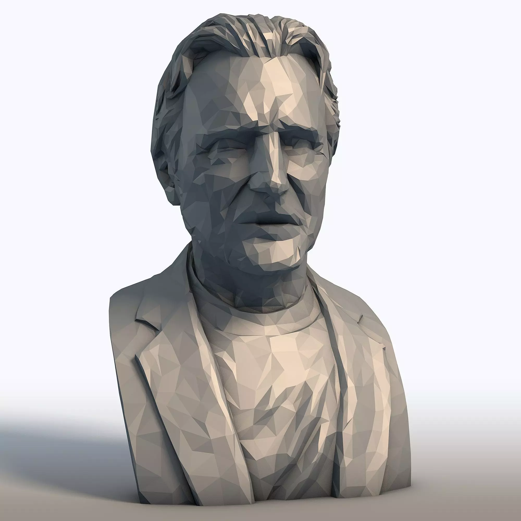 Liam Neeson Low Poly Bust Actor Portrait Sculpture 3D print model_8