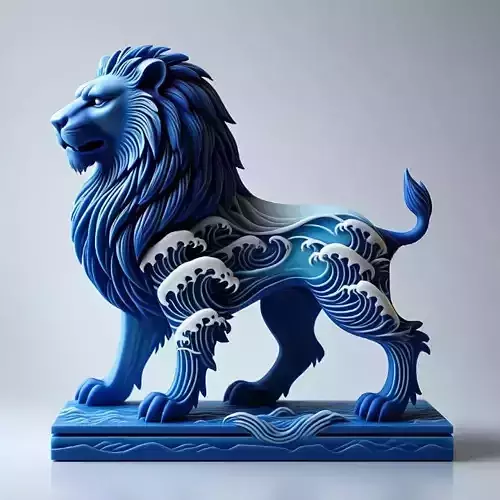 2512 Laughing African Lion with Majestic Mane  Full Color Totem